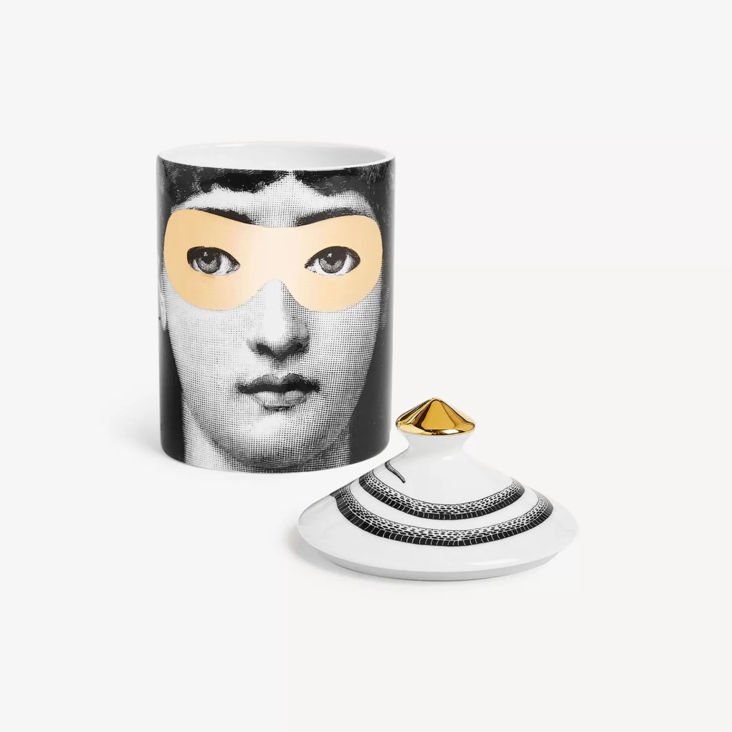 Scented Candles<Fornasetti Se Poi Scented Candle - Mascherina Decor - Frutto Proibito Fragrance White/Black/Gold