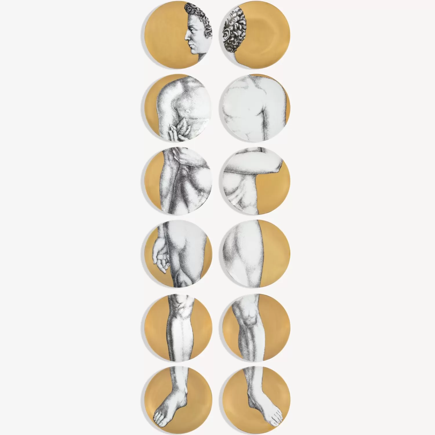 Decorative Plates<Fornasetti Set 12 Plates Adamo White/Black/Gold