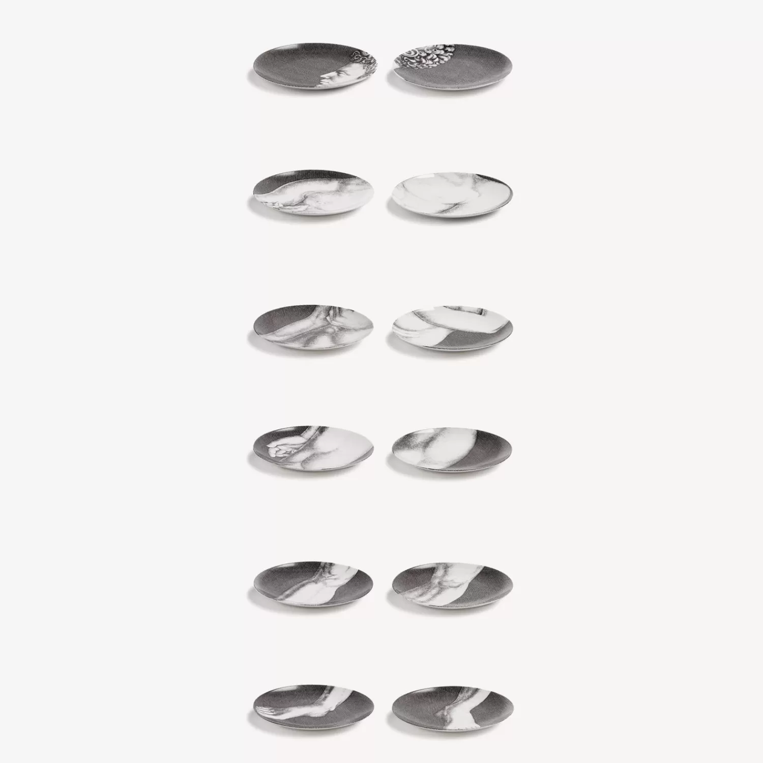 Decorative Plates<Fornasetti Set 12 Plates Adamo White/Black