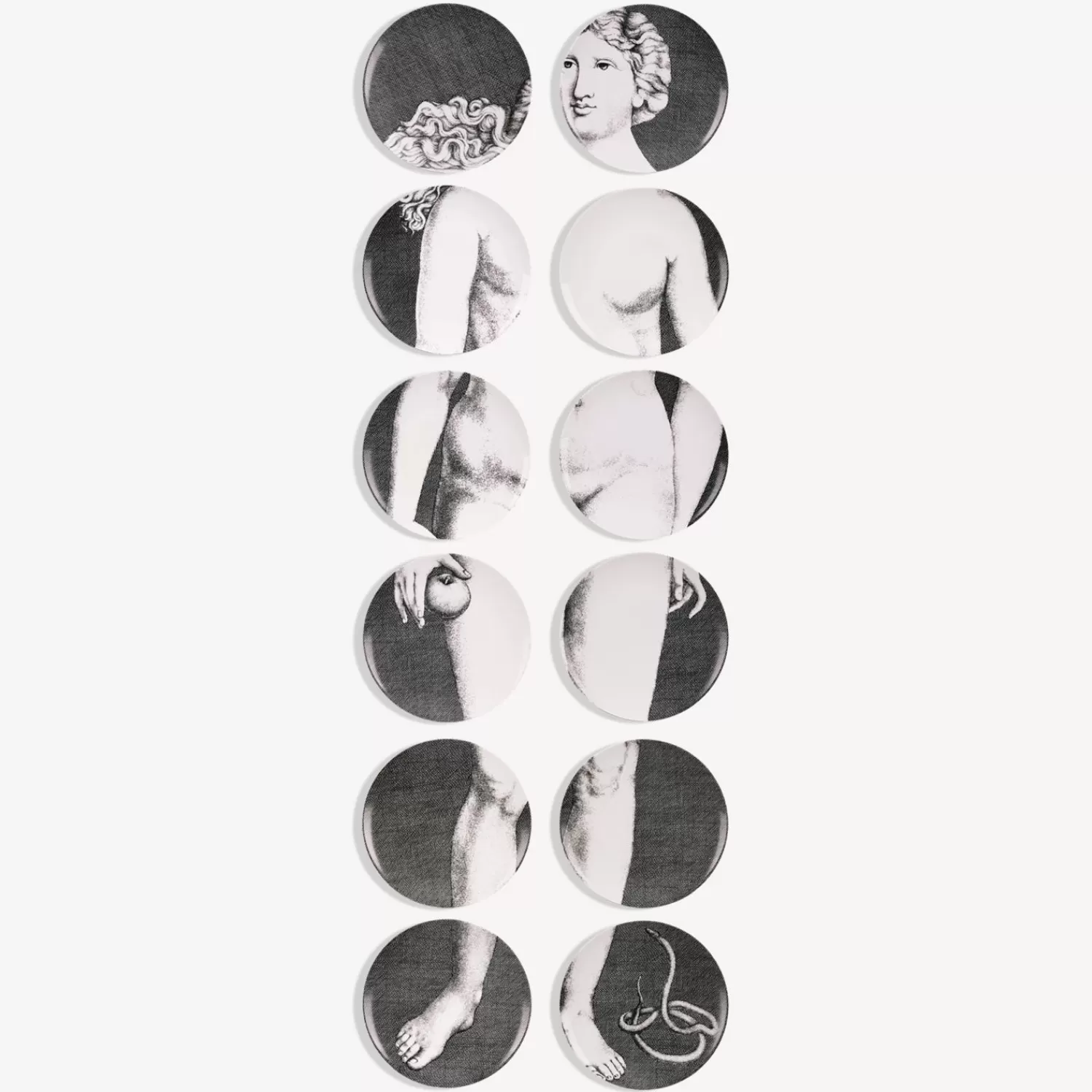 Decorative Plates<Fornasetti Set 12 Plates Eve White/Black