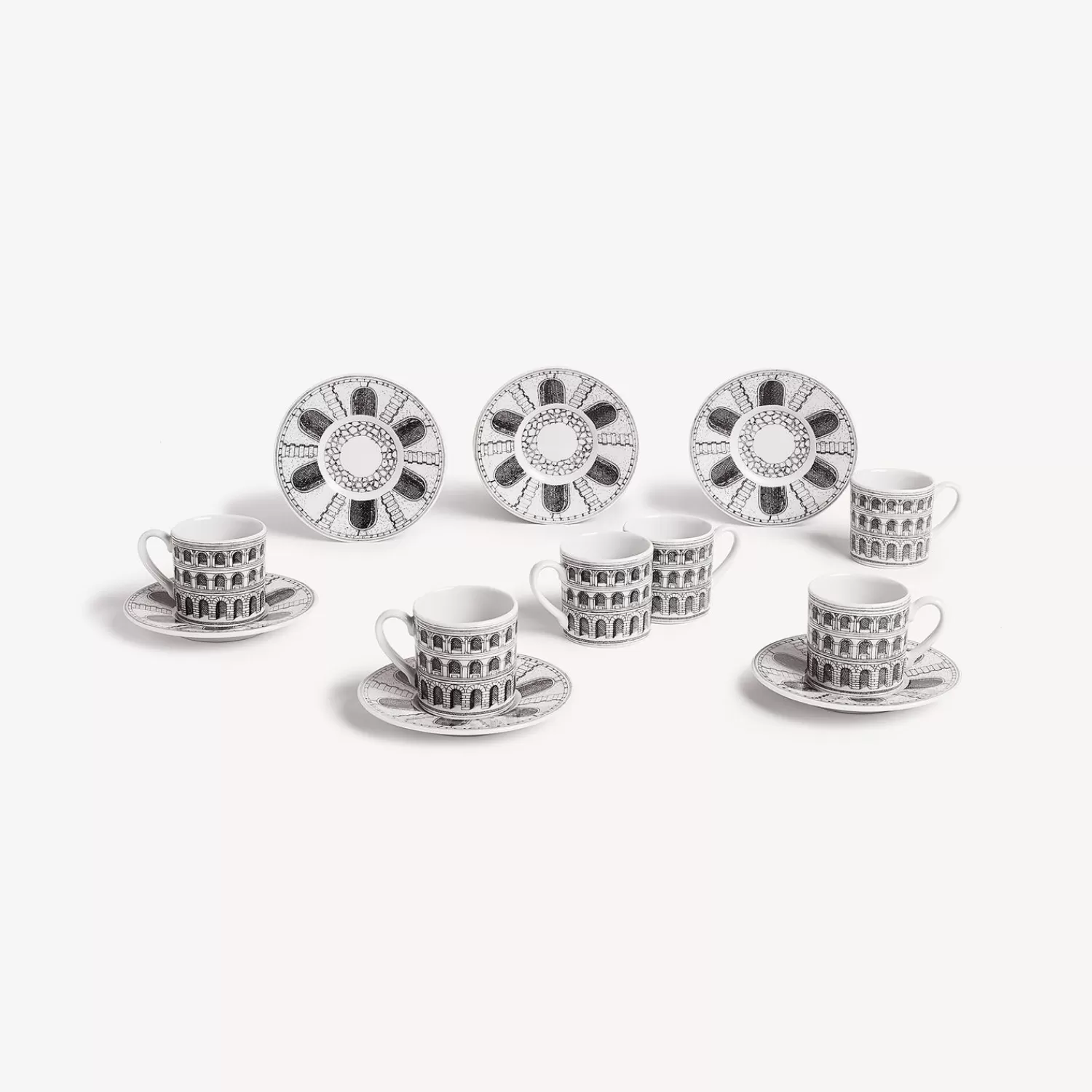 Tea And Coffee Sets<Fornasetti Set 6 Coffee Cups Architettura White/Black