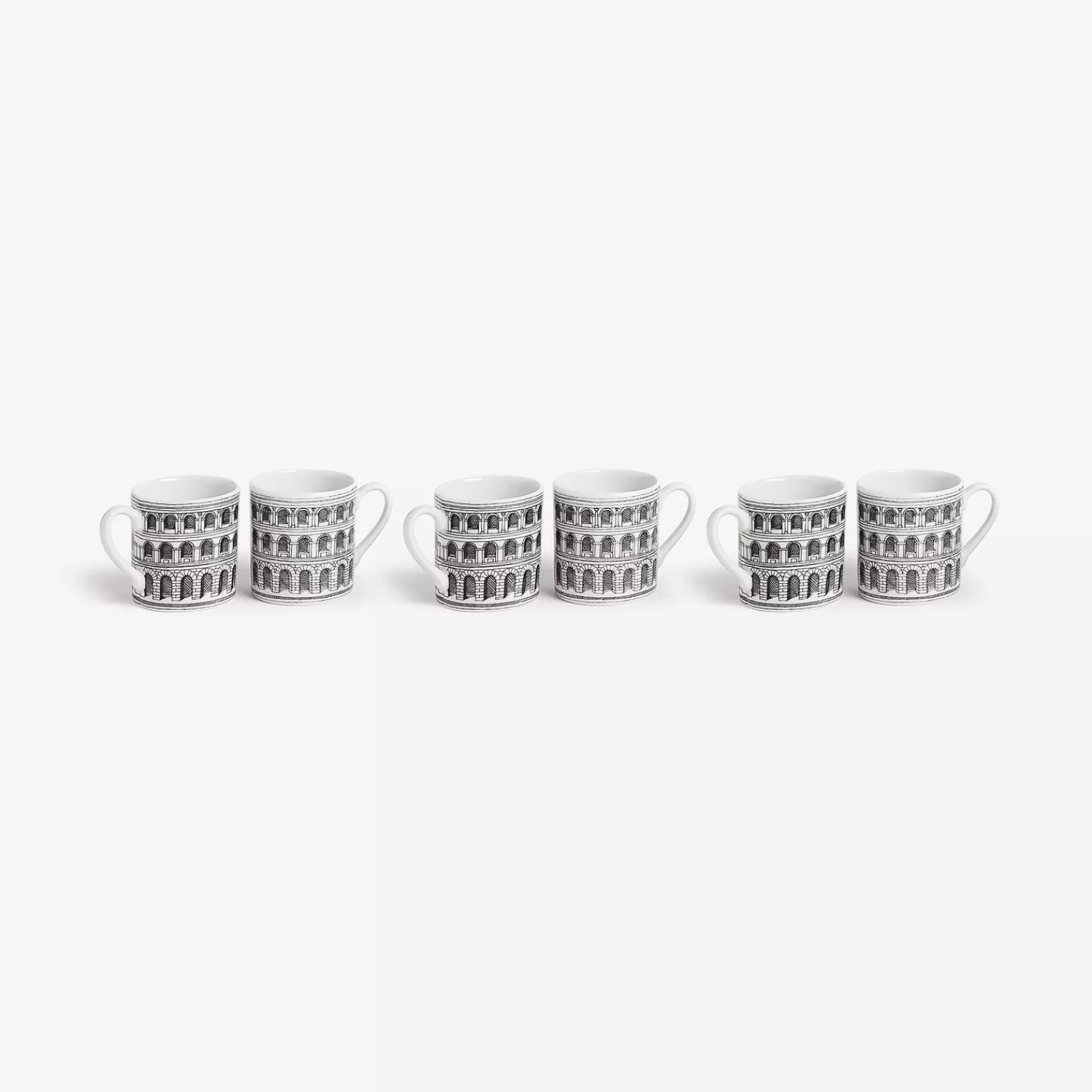 Tea And Coffee Sets<Fornasetti Set 6 Coffee Cups Architettura White/Black