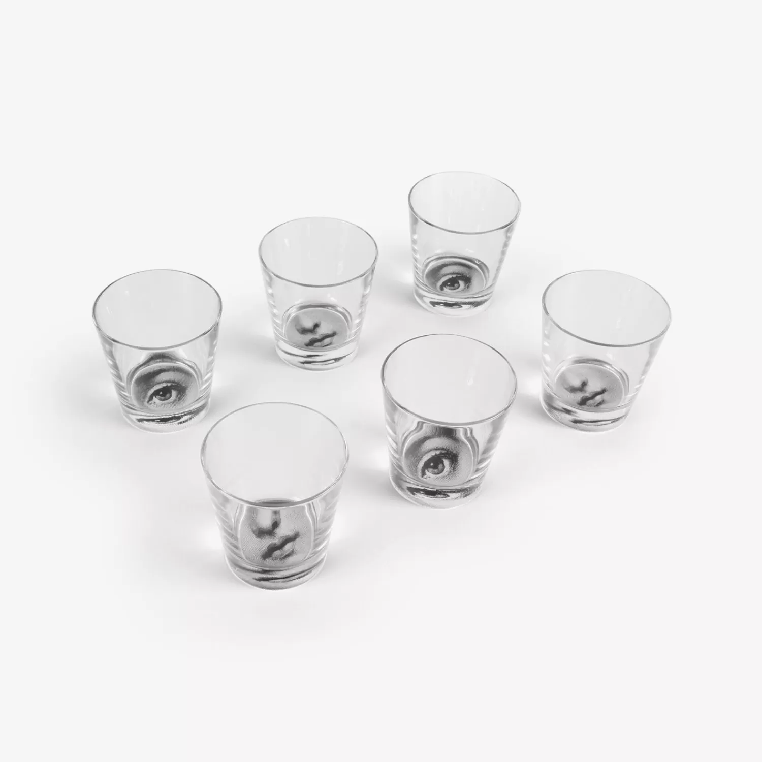 Glasses And Coasters<Fornasetti Set 6 Glasses Occhio E Bocca Black
