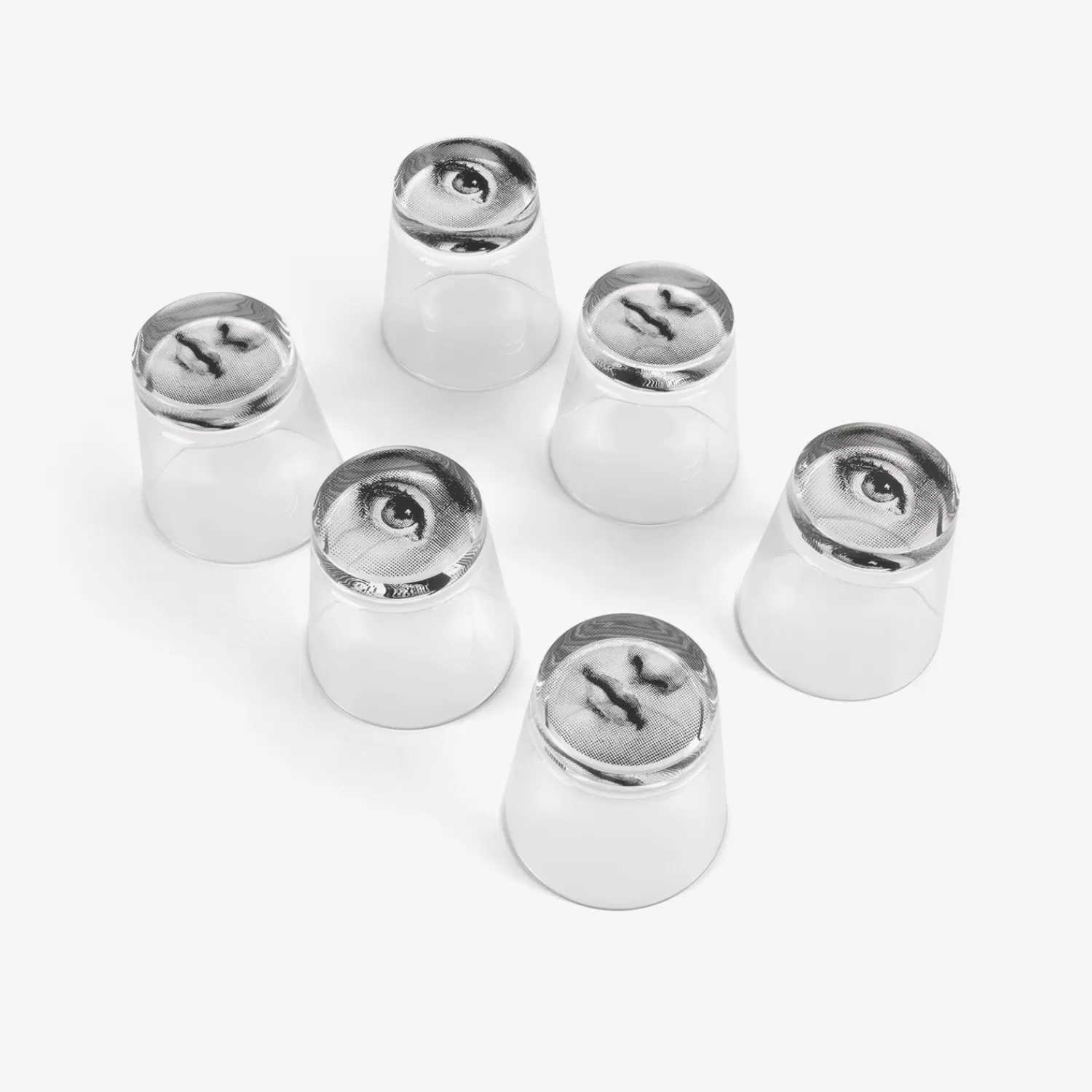 Glasses And Coasters<Fornasetti Set 6 Glasses Occhio E Bocca Black