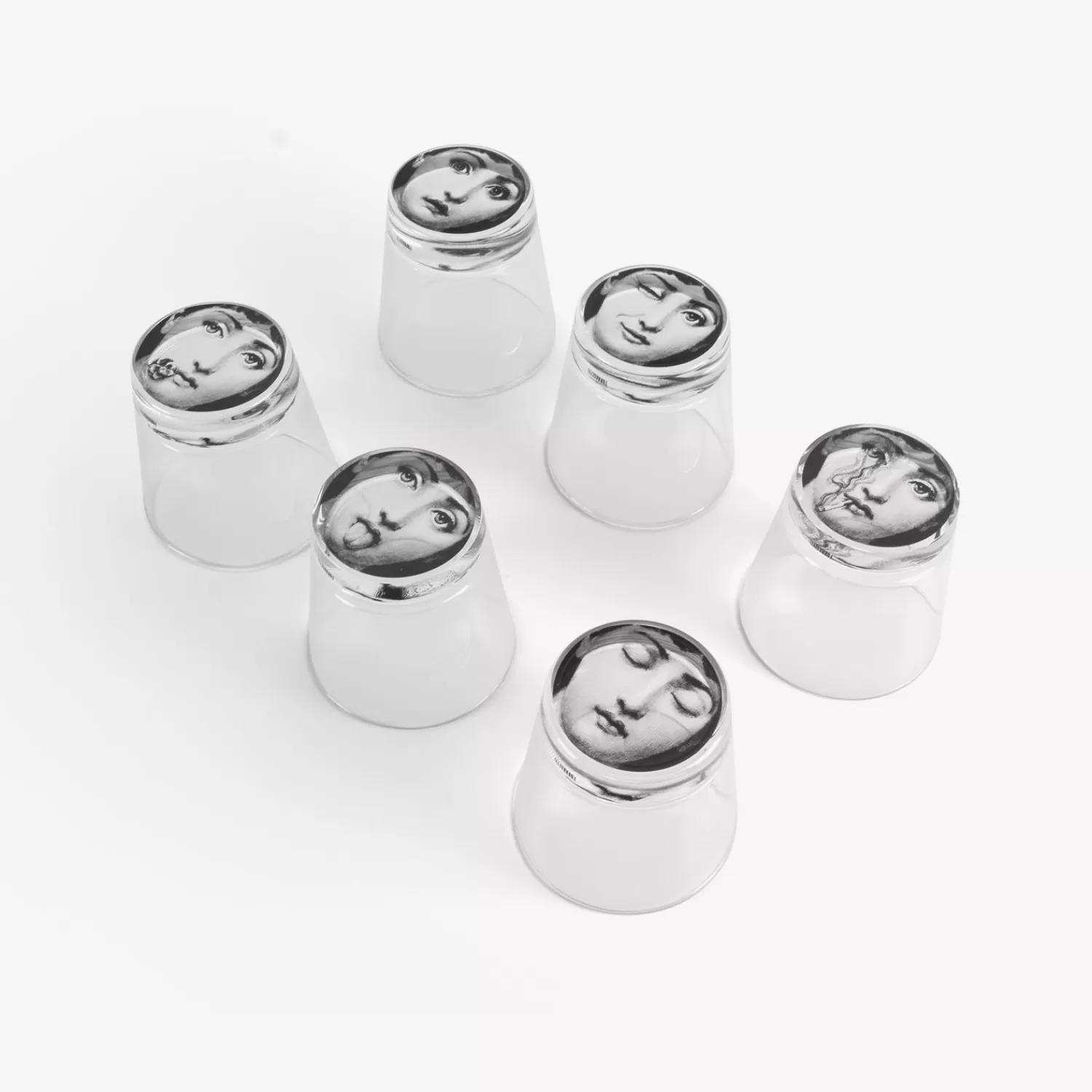 Glasses And Coasters<Fornasetti Set 6 Glasses Tema E Variazioni Black