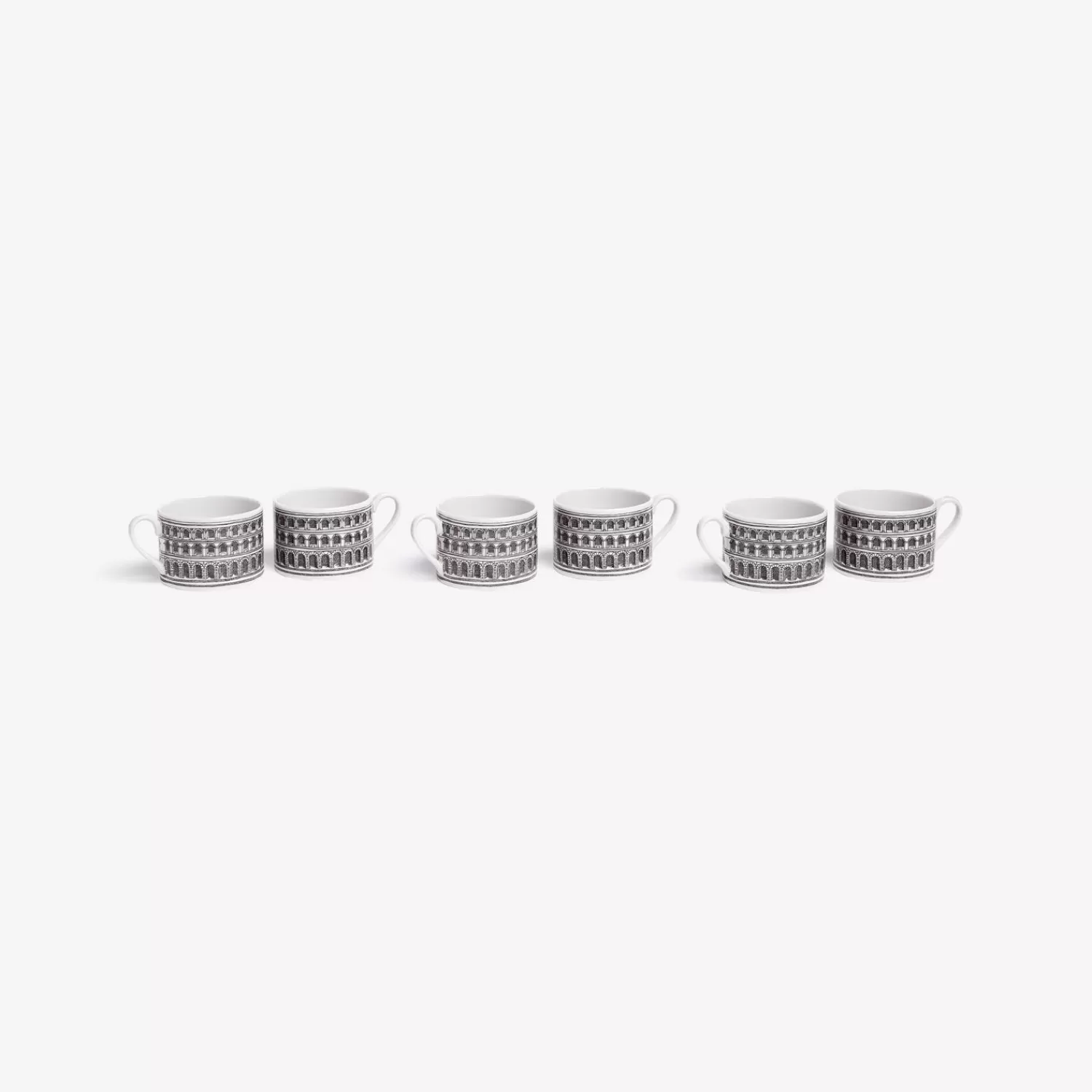 Tea And Coffee Sets<Fornasetti Set 6 Tea Cups Architettura White/Black