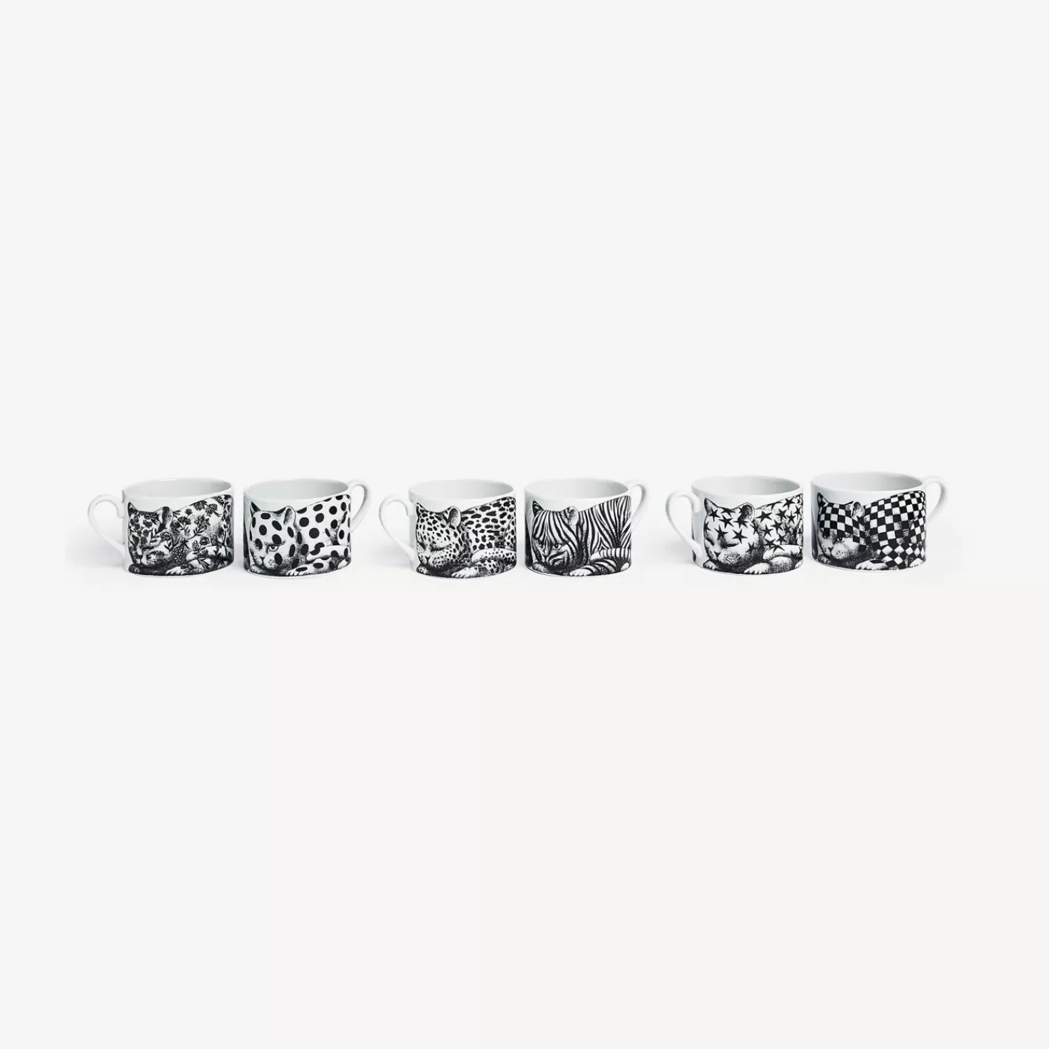 Tea And Coffee Sets<Fornasetti Set 6 Tea Cups High Fidelity White/Black