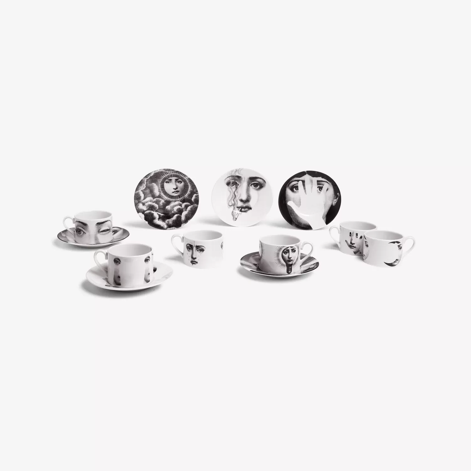 Tea And Coffee Sets<Fornasetti Set 6 Tea Cups Tema E Variazioni White/Black