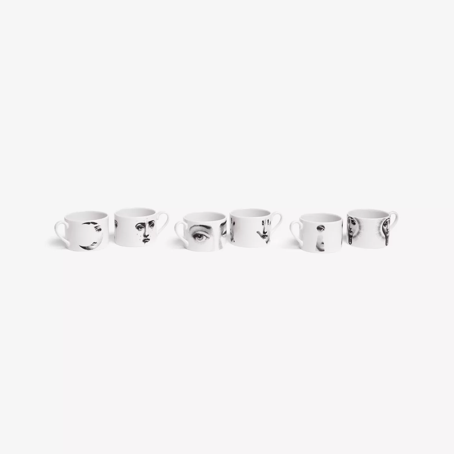 Tea And Coffee Sets<Fornasetti Set 6 Tea Cups Tema E Variazioni White/Black