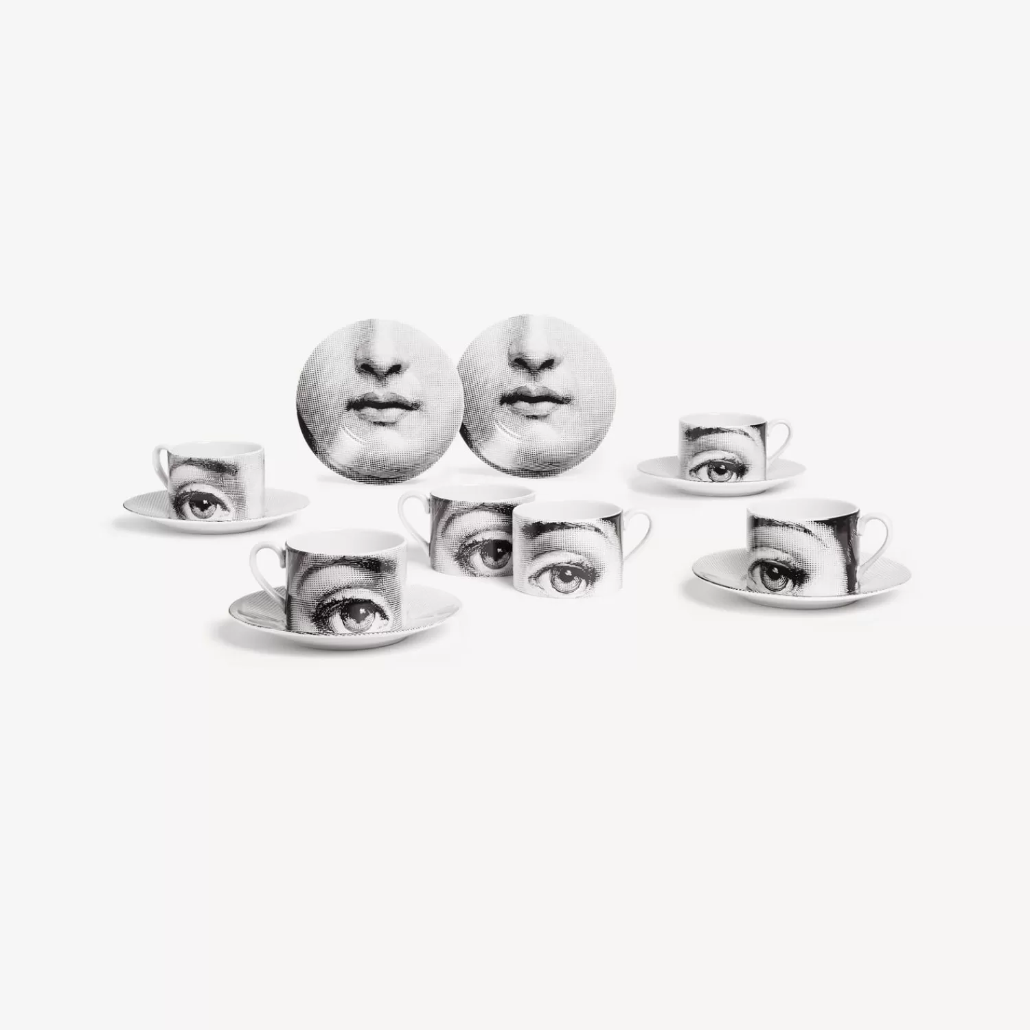 Tea And Coffee Sets<Fornasetti Set 6 Tea Cups Tema E Variazioni N.1 White/Black