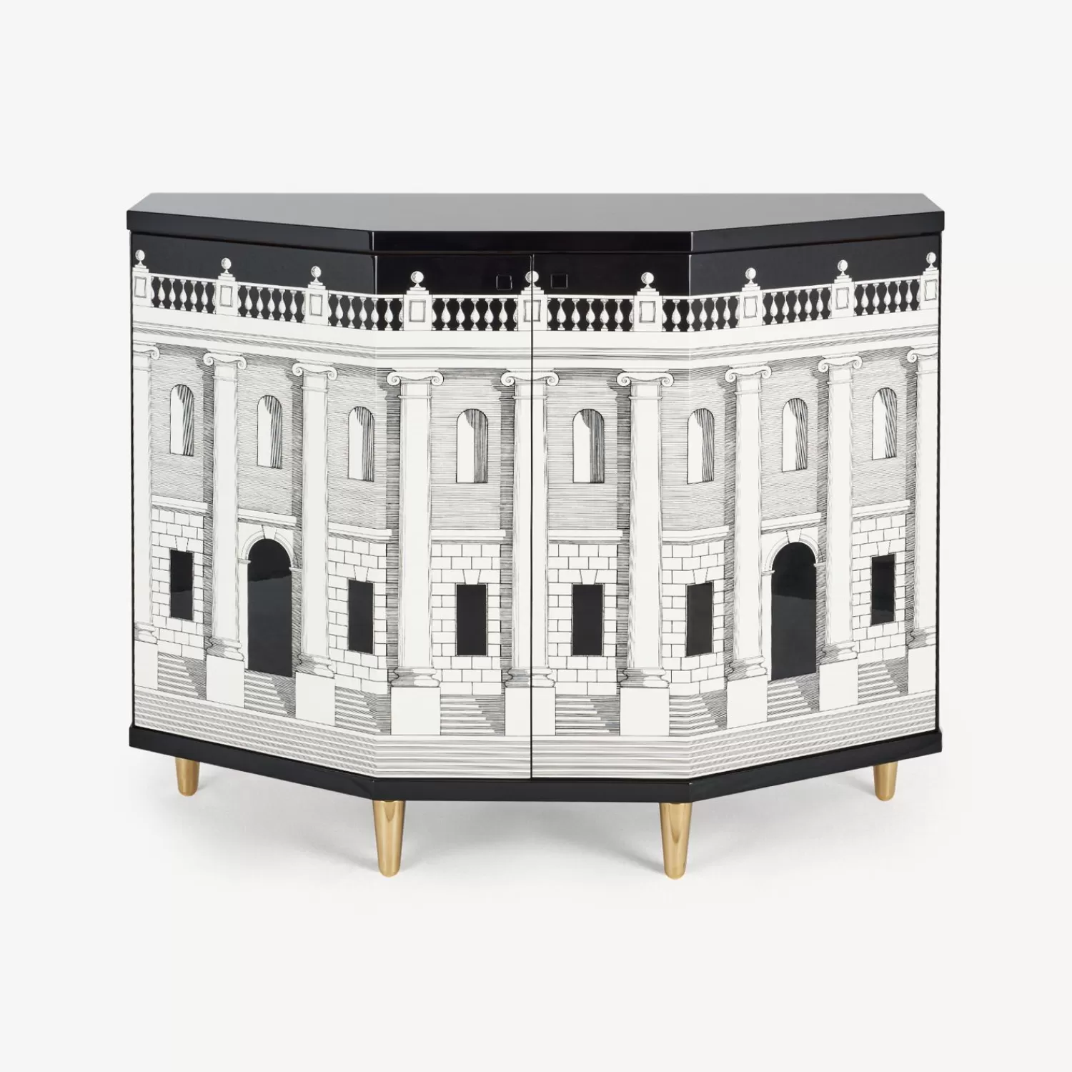 Cabinets<Fornasetti Small Cabinet Polyhedric Casa Con Colonne White/Black