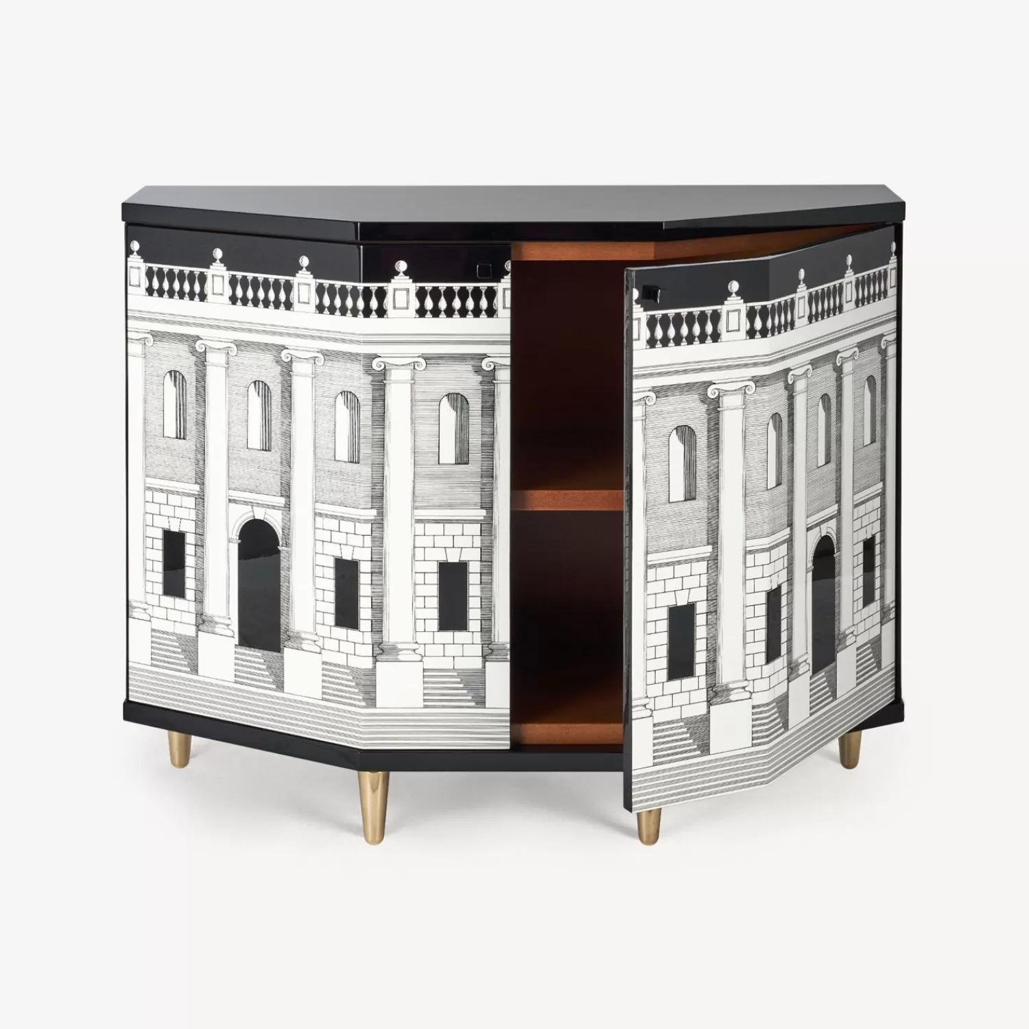 Cabinets<Fornasetti Small Cabinet Polyhedric Casa Con Colonne White/Black