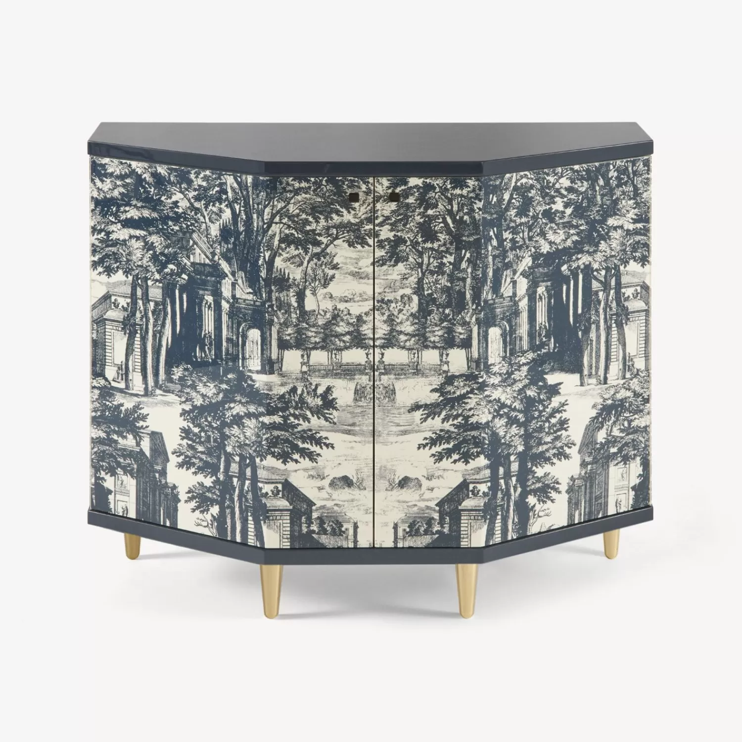 Cabinets<Fornasetti Small Cabinet Polyhedric Giardino Settecentesco Blue/Ivory
