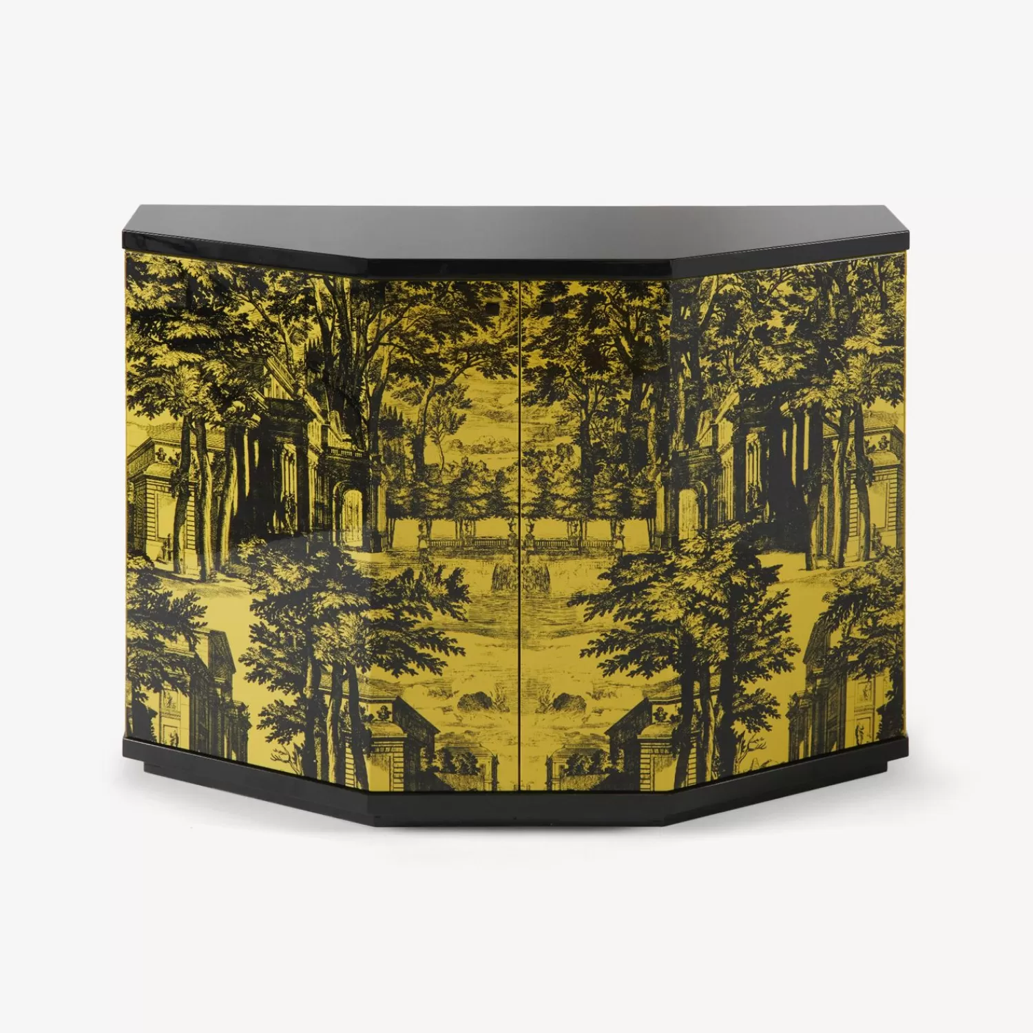 Cabinets<Fornasetti Small Cabinet Polyhedric Giardino Settecentesco Black/Yellow