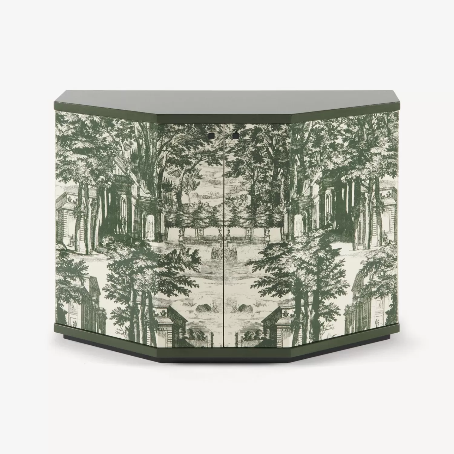 Cabinets<Fornasetti Small Cabinet Polyhedric Giardino Settecentesco Green/Ivory