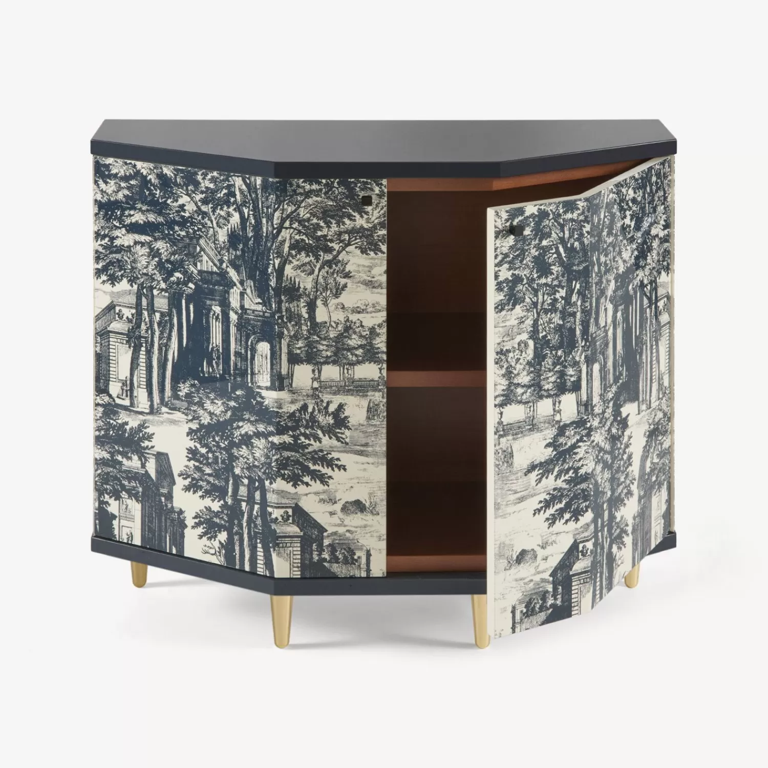 Cabinets<Fornasetti Small Cabinet Polyhedric Giardino Settecentesco Blue/Ivory