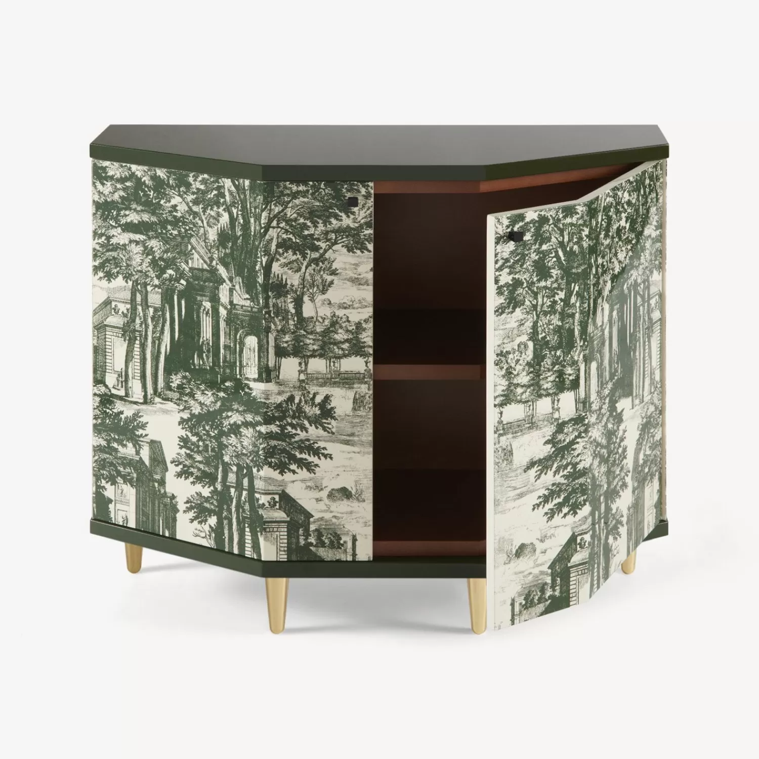 Cabinets<Fornasetti Small Cabinet Polyhedric Giardino Settecentesco Green/Ivory