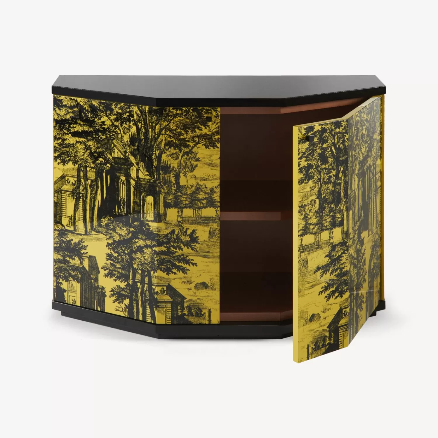 Cabinets<Fornasetti Small Cabinet Polyhedric Giardino Settecentesco Black/Yellow