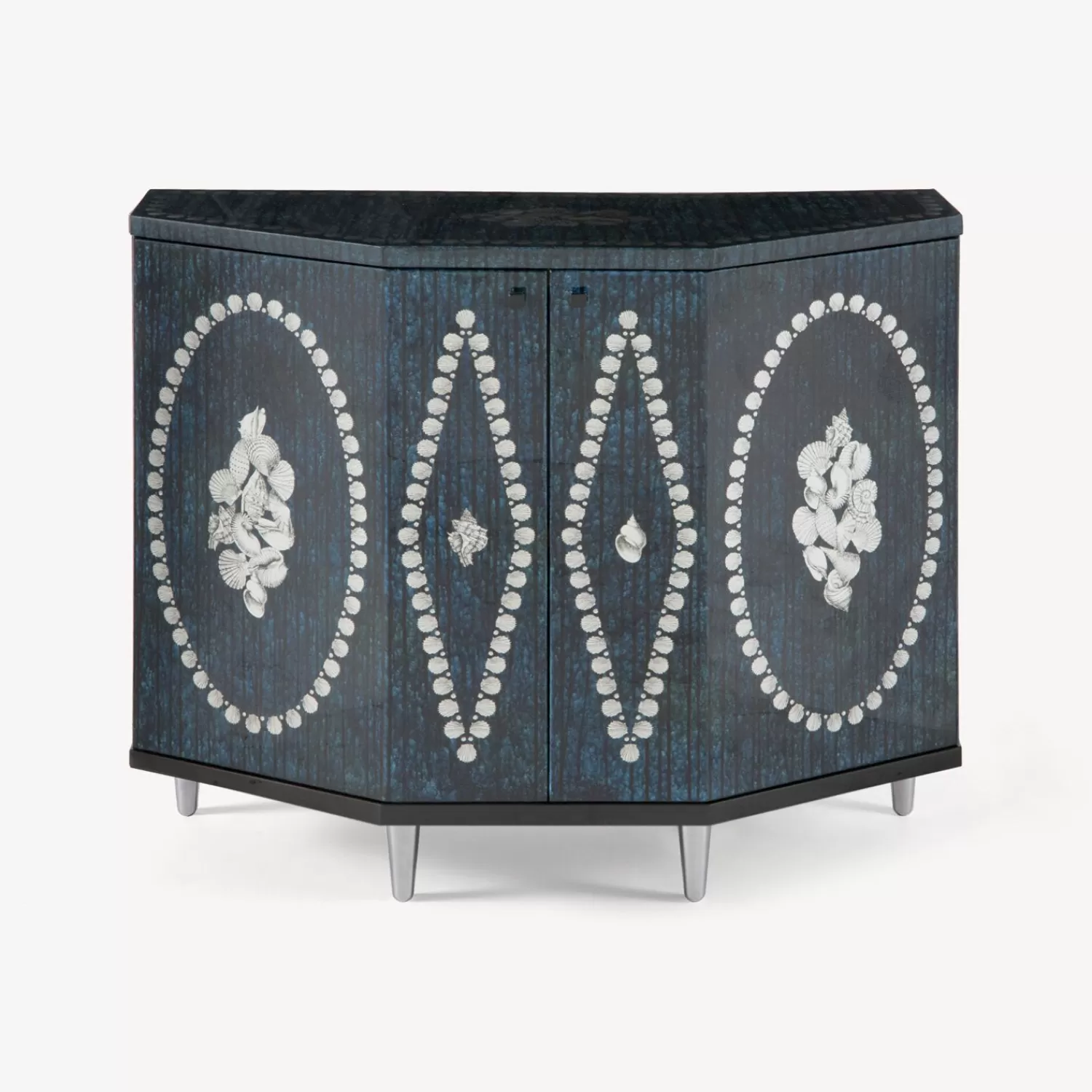 Cabinets<Fornasetti Small Cabinet Polyhedric Giro Di Conchiglie Silver/Blue