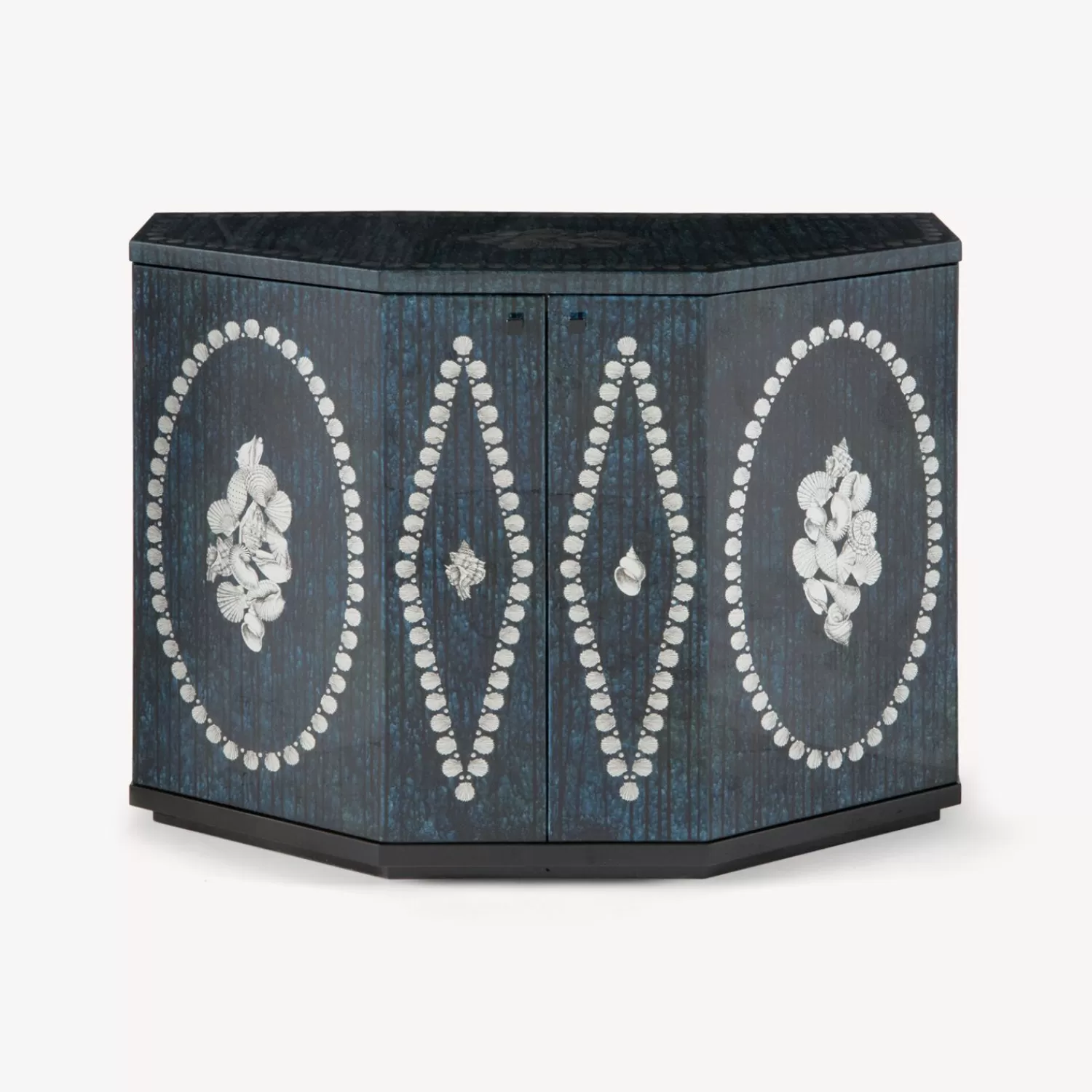 Cabinets<Fornasetti Small Cabinet Polyhedric Giro Di Conchiglie Silver/Blue