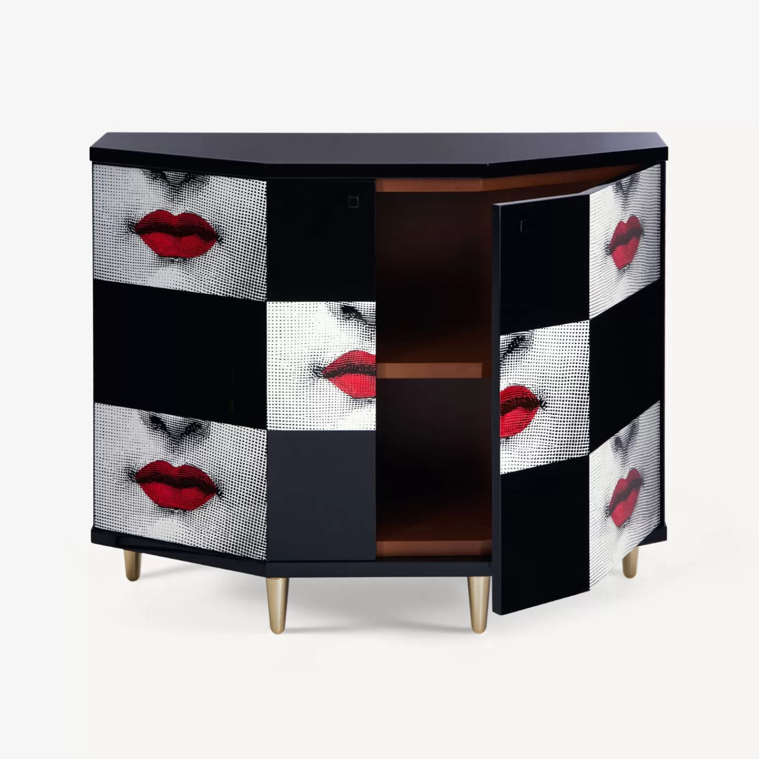 Cabinets<Fornasetti Small Cabinet Polyhedric Kiss Red/White/Black