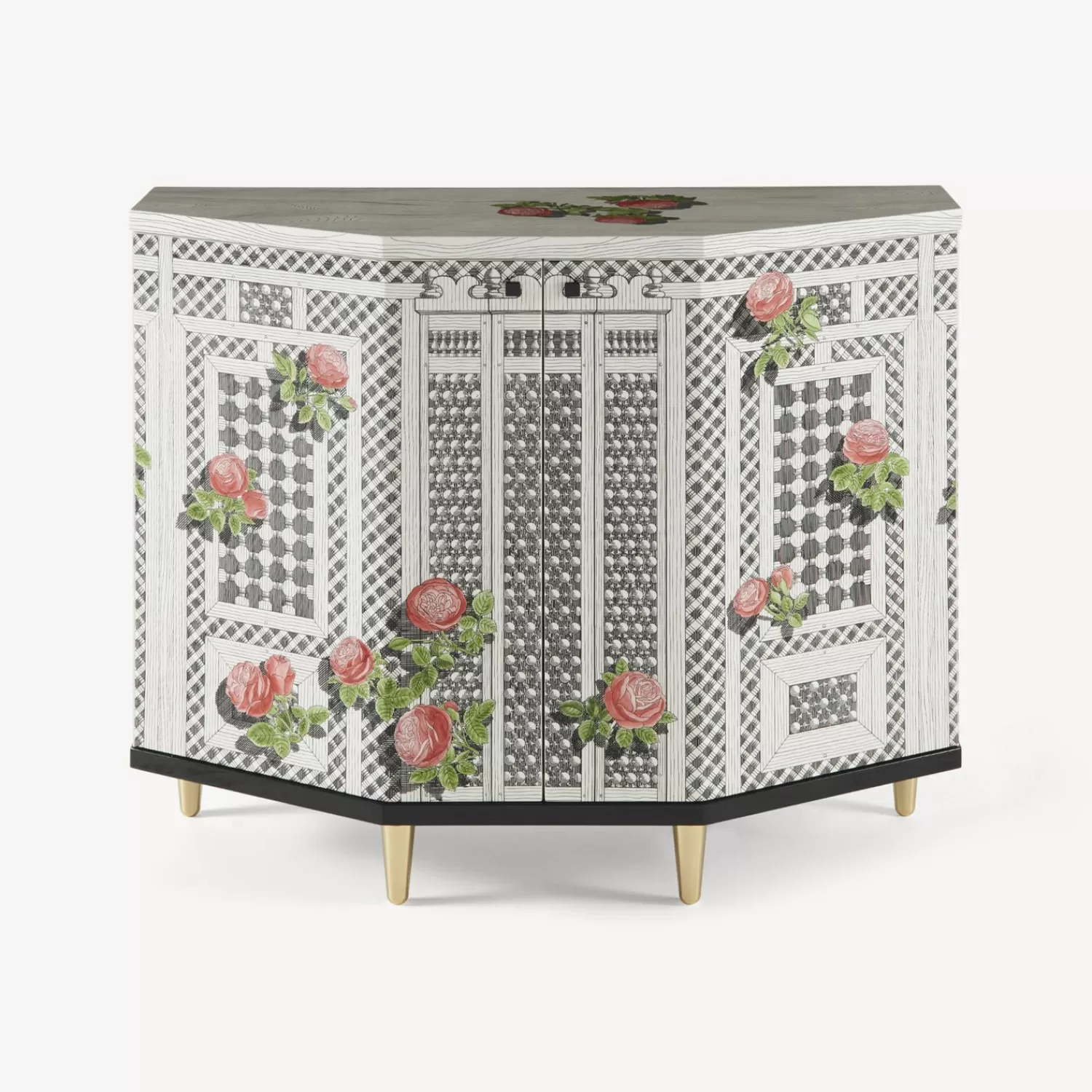 Cabinets<Fornasetti Small Cabinet Polyhedric Musciarabia Con Rose Multicolour