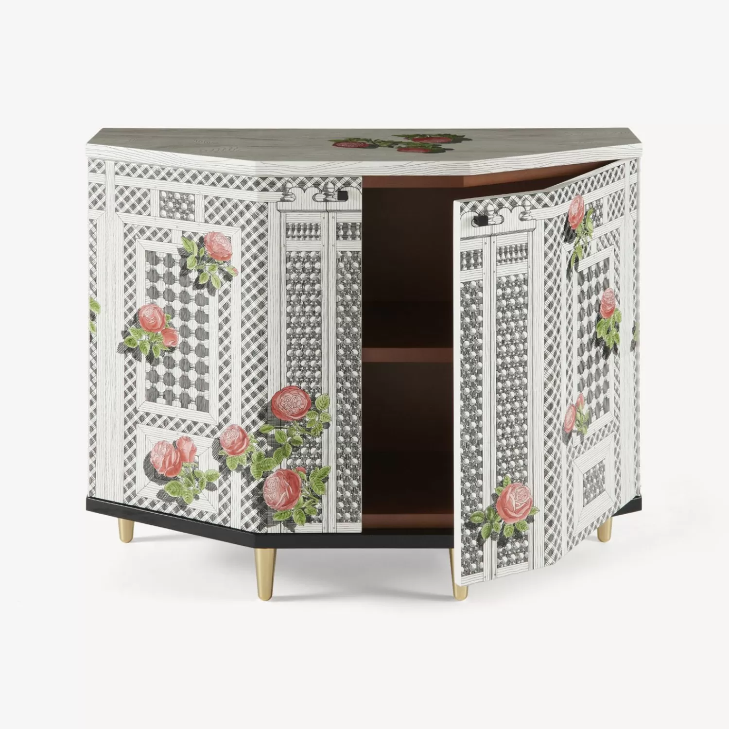Cabinets<Fornasetti Small Cabinet Polyhedric Musciarabia Con Rose Multicolour