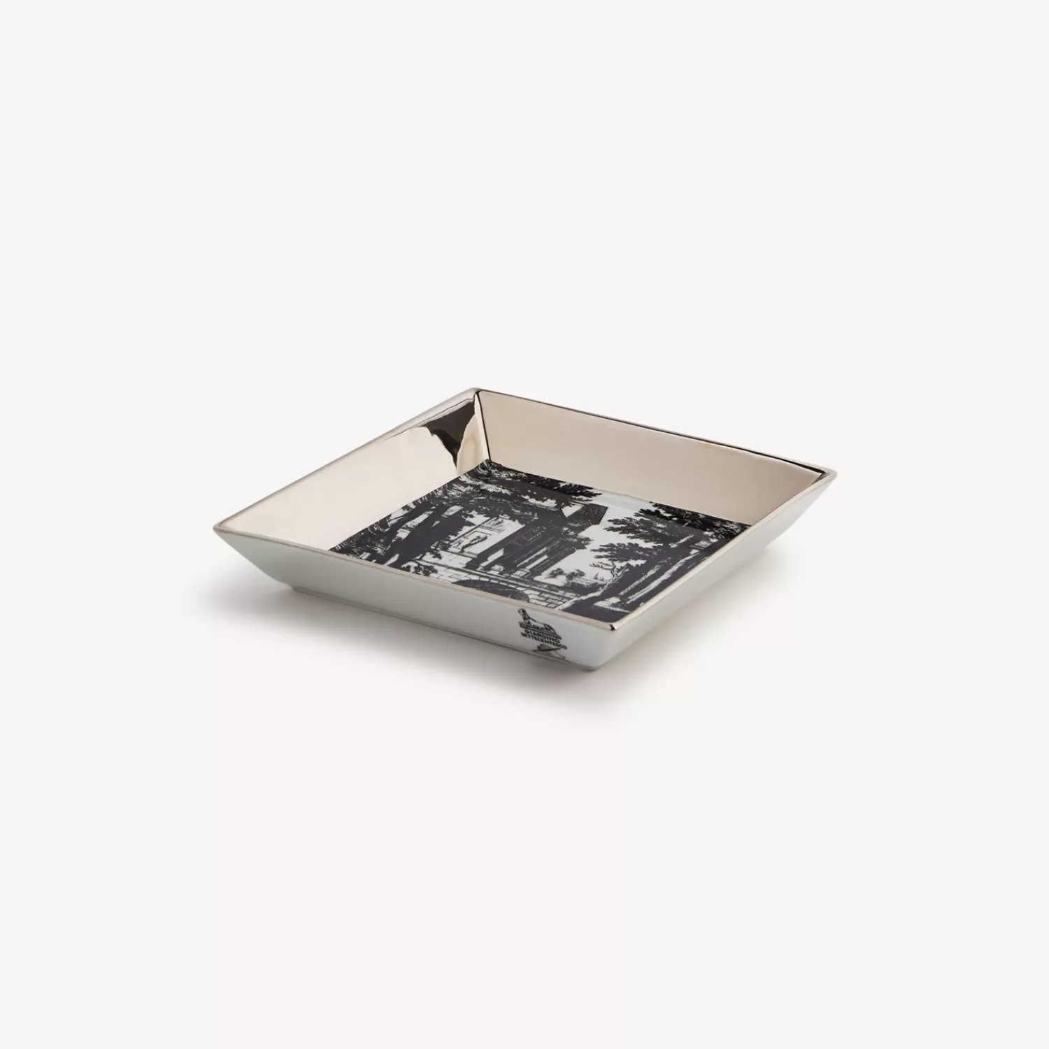 Decorative Plates<Fornasetti Square Plate Giardino Settecentesco White/Black/Platinum