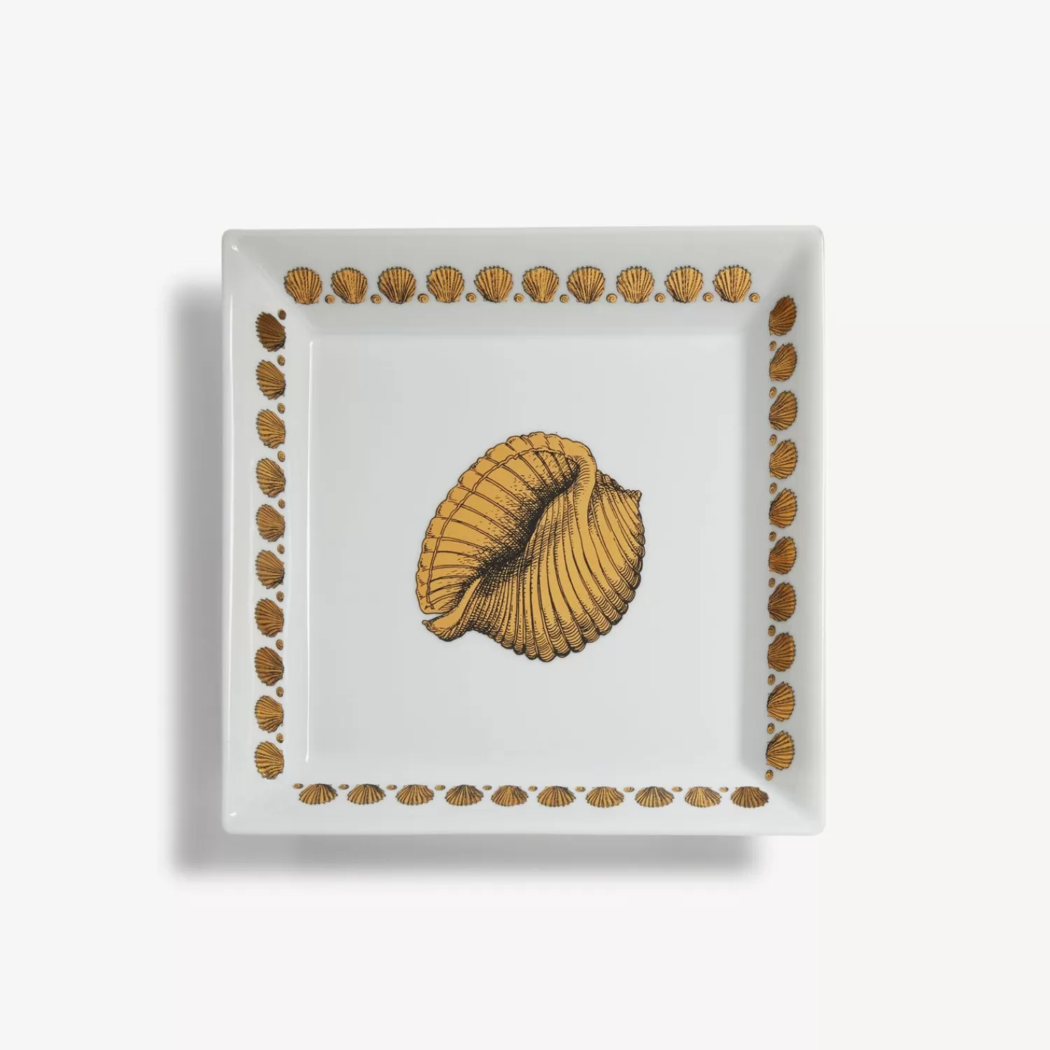 Decorative Plates<Fornasetti Square Plate Giro Di Conchiglie White/Black/Gold