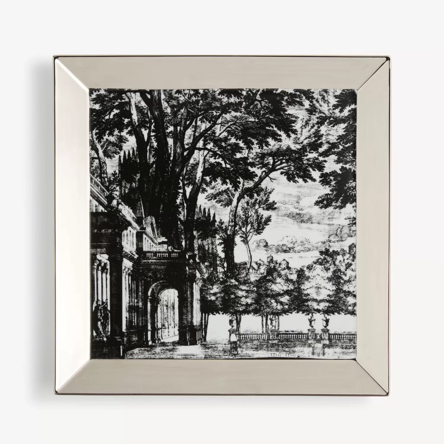 Decorative Trays<Fornasetti Square Tray Giardino Settecentesco White/Black