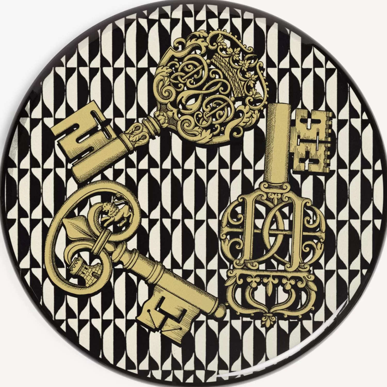 Stools<Fornasetti Stool Chiavi E Losanghe White/Black/Gold