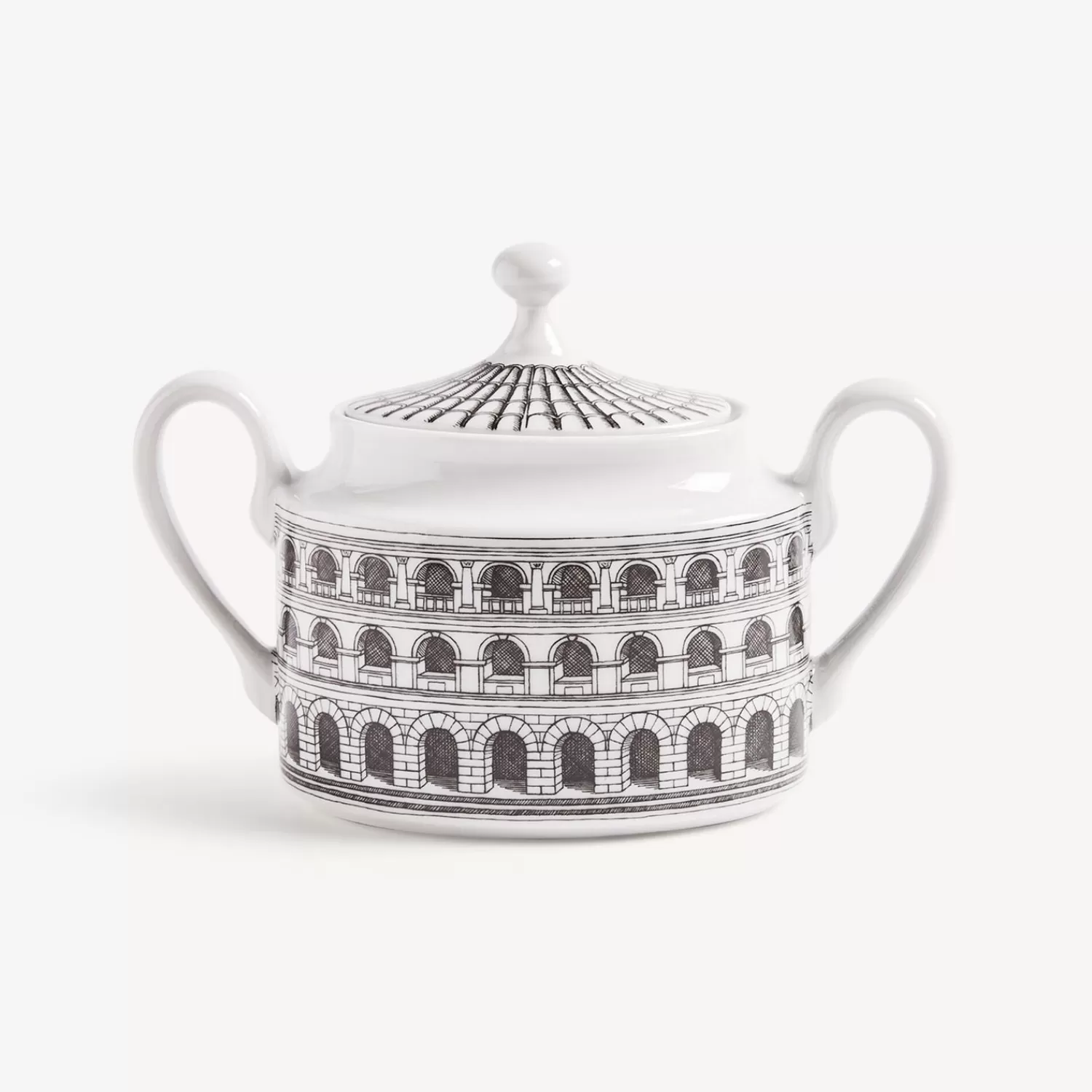 Tea And Coffee Sets<Fornasetti Sugar Bowl Architettura White/Black