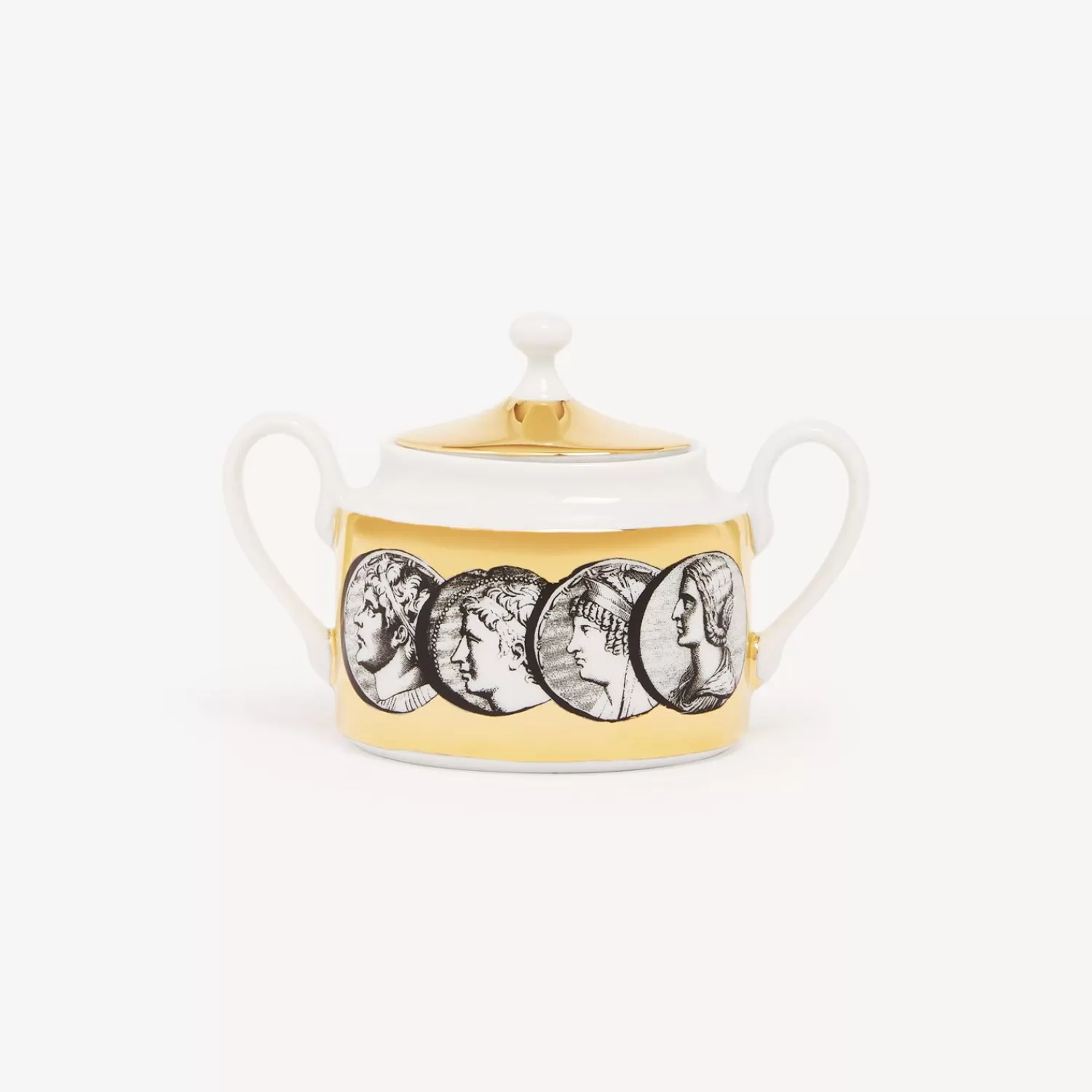 Tea And Coffee Sets<Fornasetti Sugar Bowl Cammei White/Black/Gold