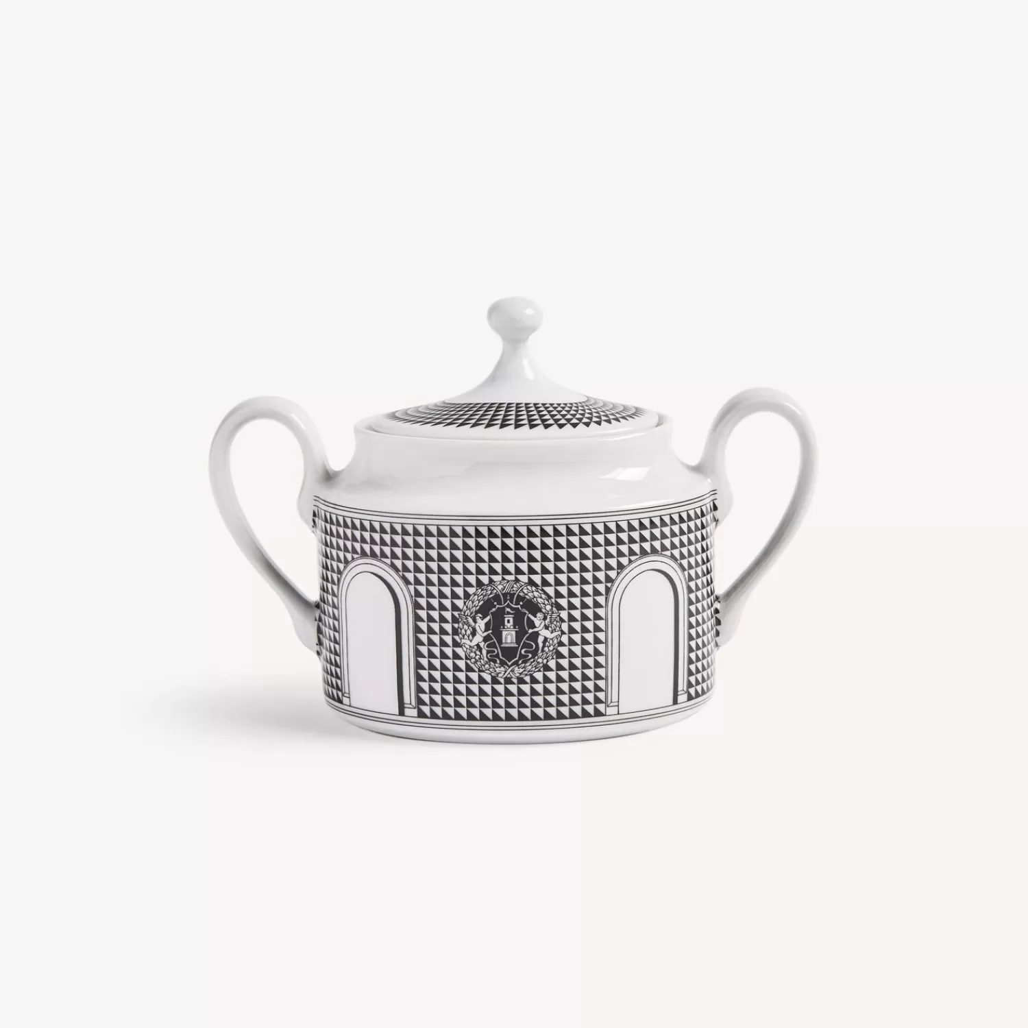 Tea And Coffee Sets<Fornasetti Sugar Bowl Facciata Quattrocentesca White/Black
