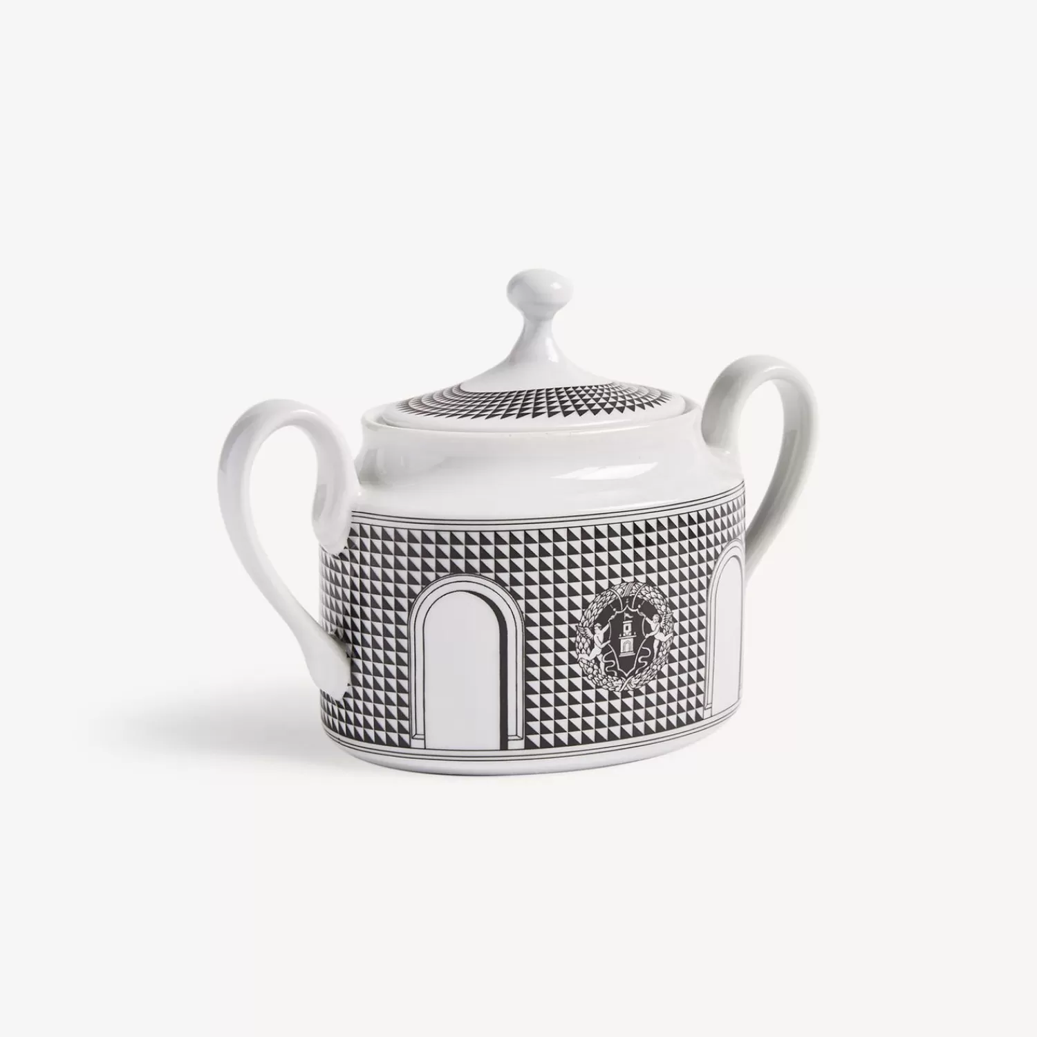 Tea And Coffee Sets<Fornasetti Sugar Bowl Facciata Quattrocentesca White/Black