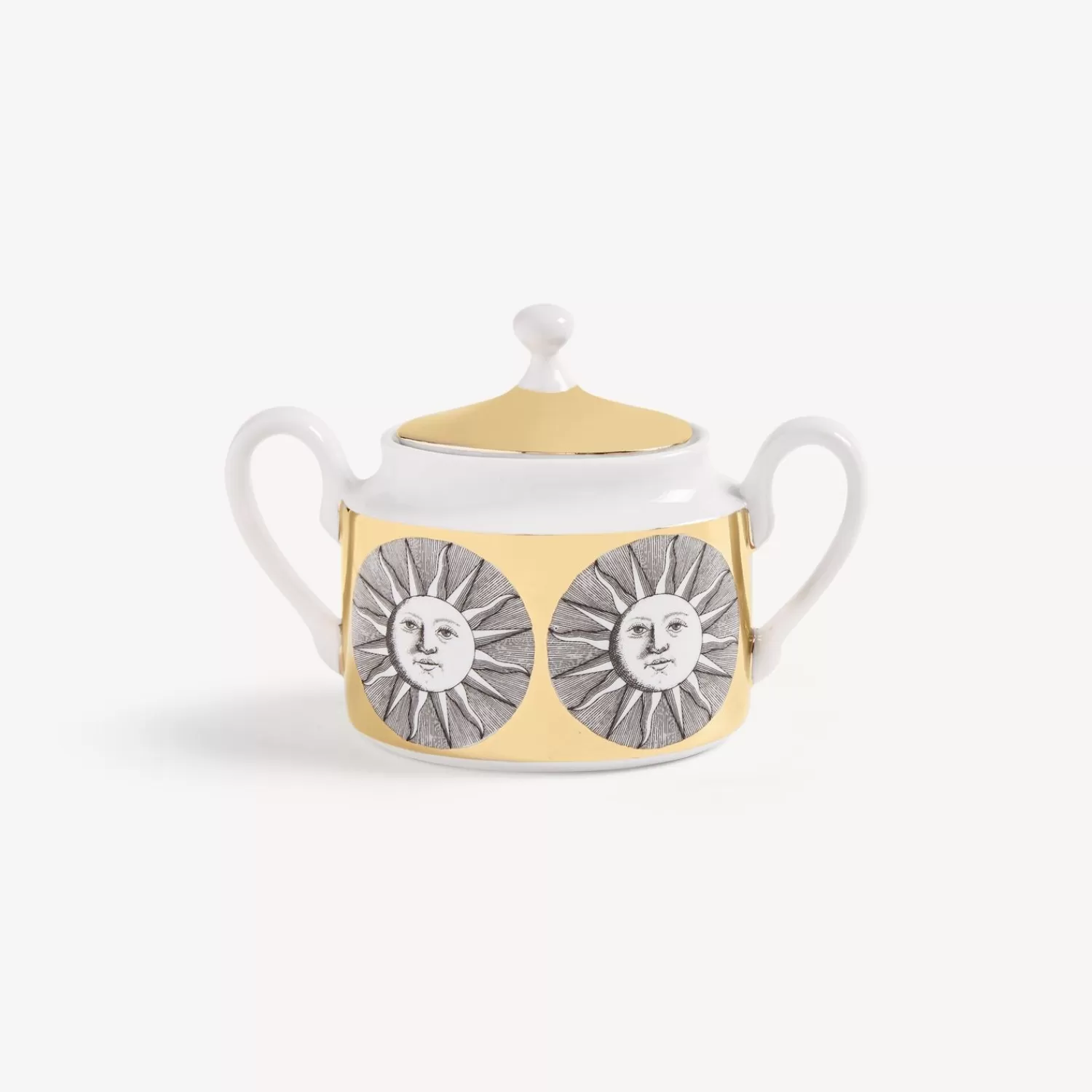 Tea And Coffee Sets<Fornasetti Sugar Bowl Sole White/Black/Gold