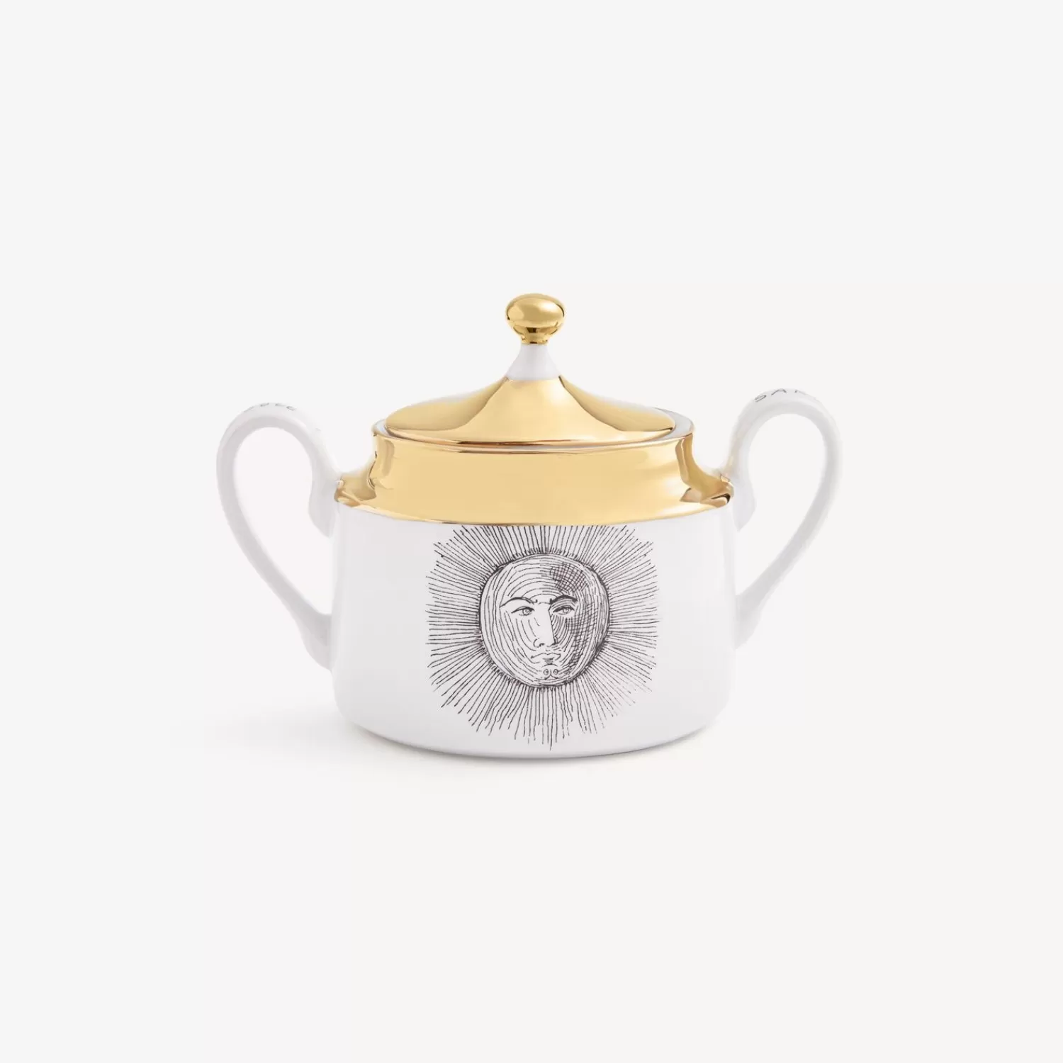 Tea And Coffee Sets<Fornasetti Sugar Bowl Solitario White/Black/Gold