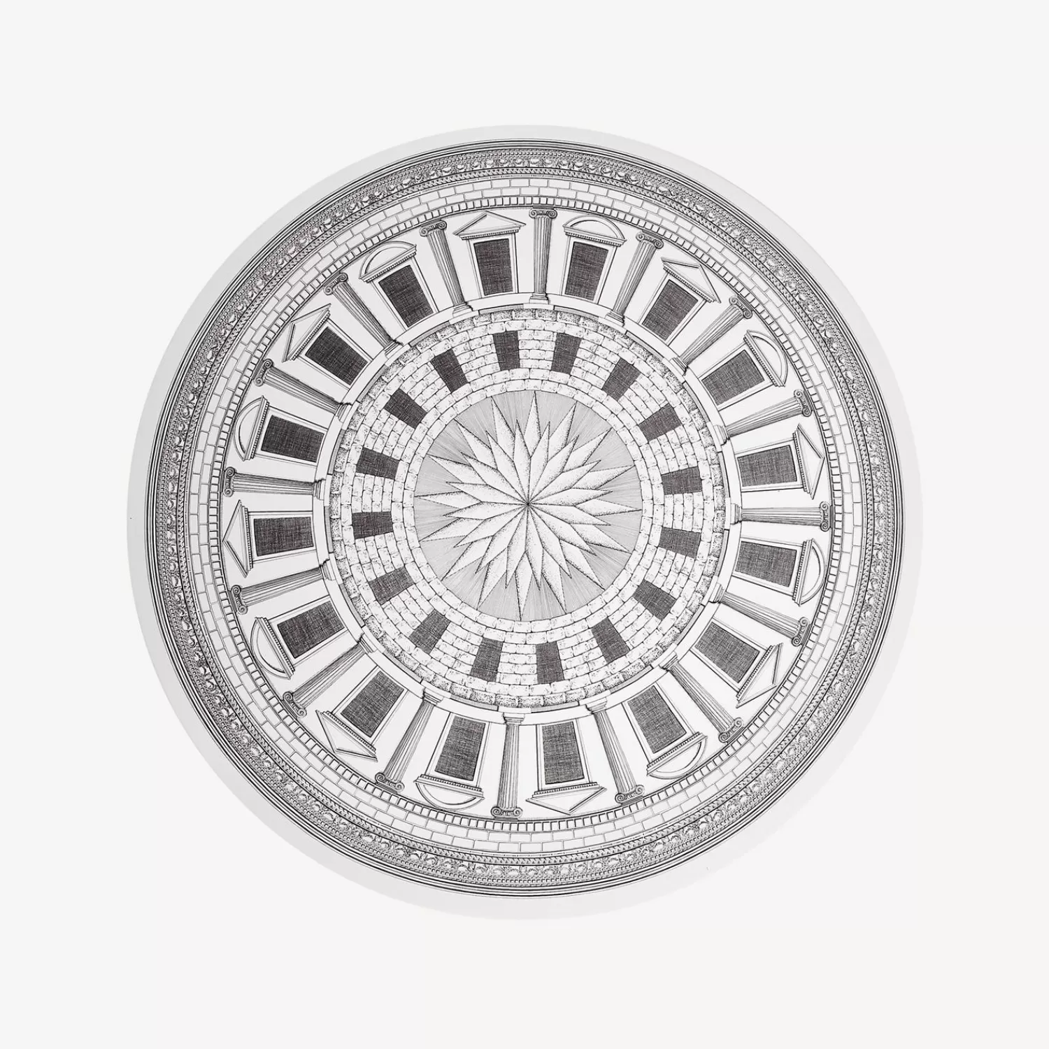 Tables<Fornasetti Table Top Cortile White/Black