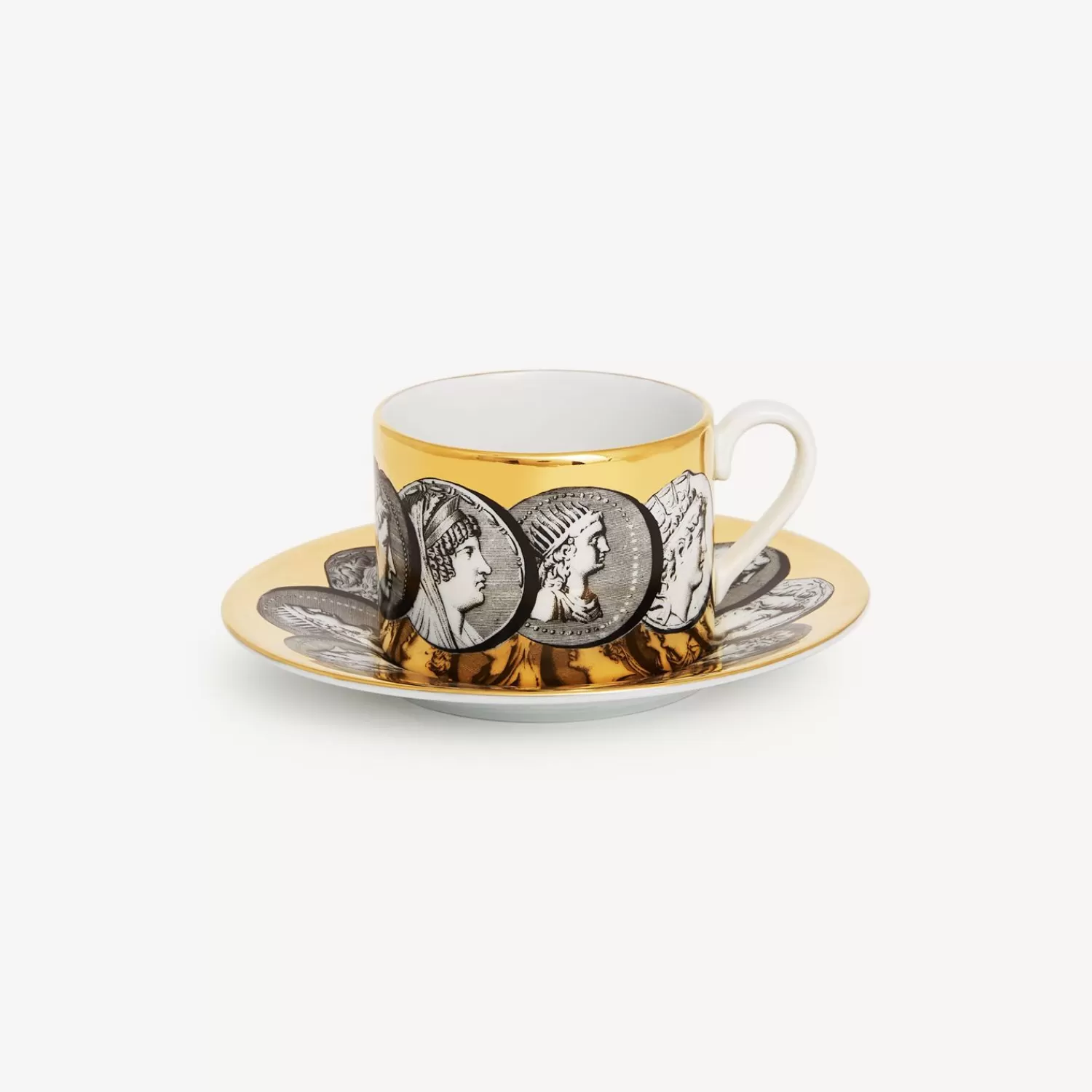 Tea And Coffee Sets<Fornasetti Tea Cup Cammei White/Black/Gold