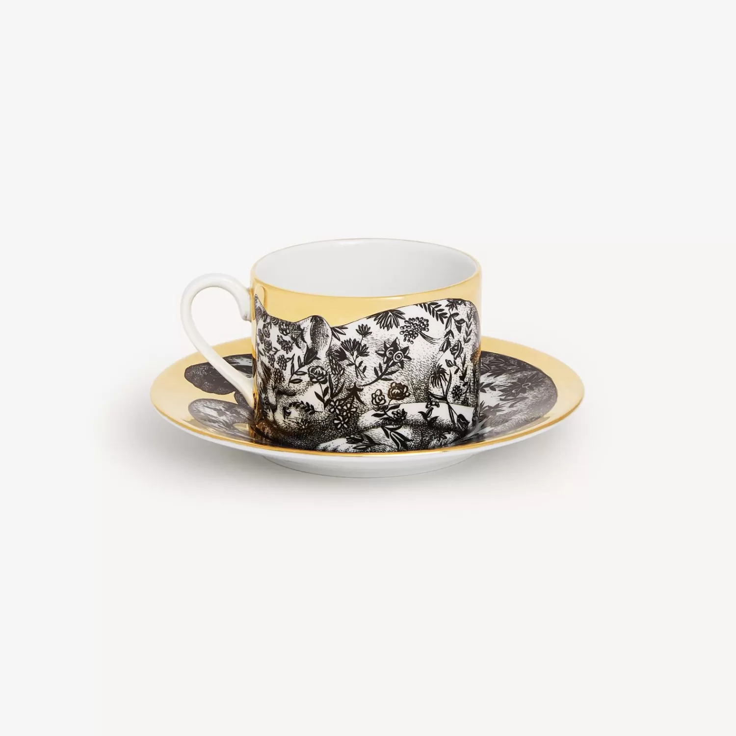 Tea And Coffee Sets<Fornasetti Tea Cup High Fidelity Fiorato White/Black/Gold