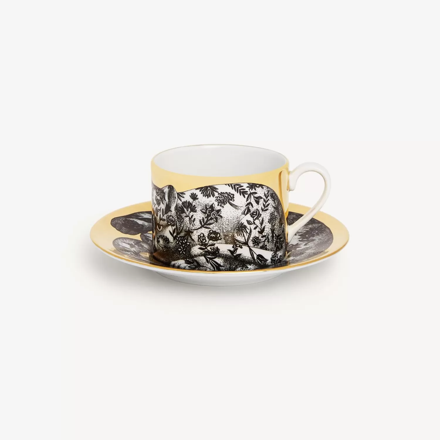 Tea And Coffee Sets<Fornasetti Tea Cup High Fidelity Fiorato White/Black/Gold