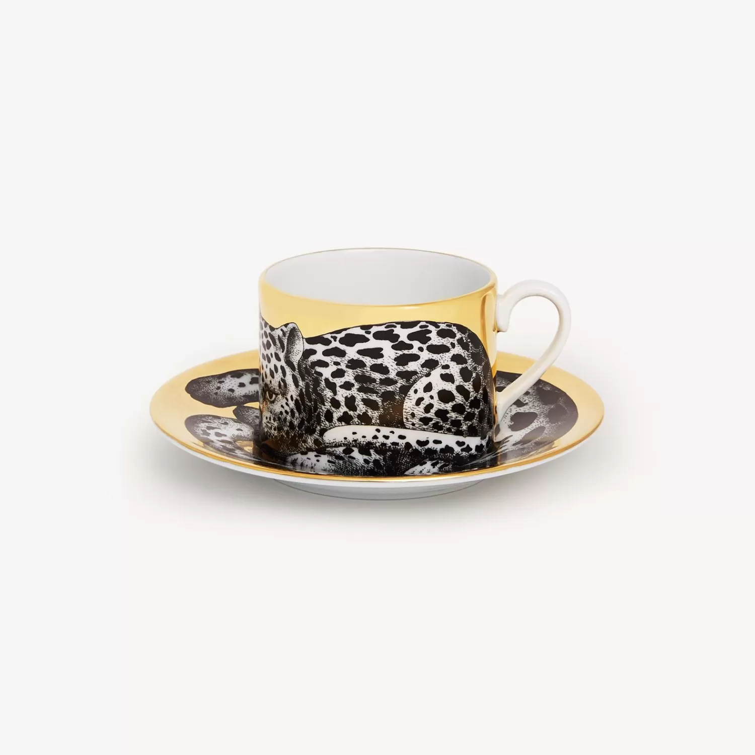 Tea And Coffee Sets<Fornasetti Tea Cup High Fidelity Leopardato White/Black/Gold