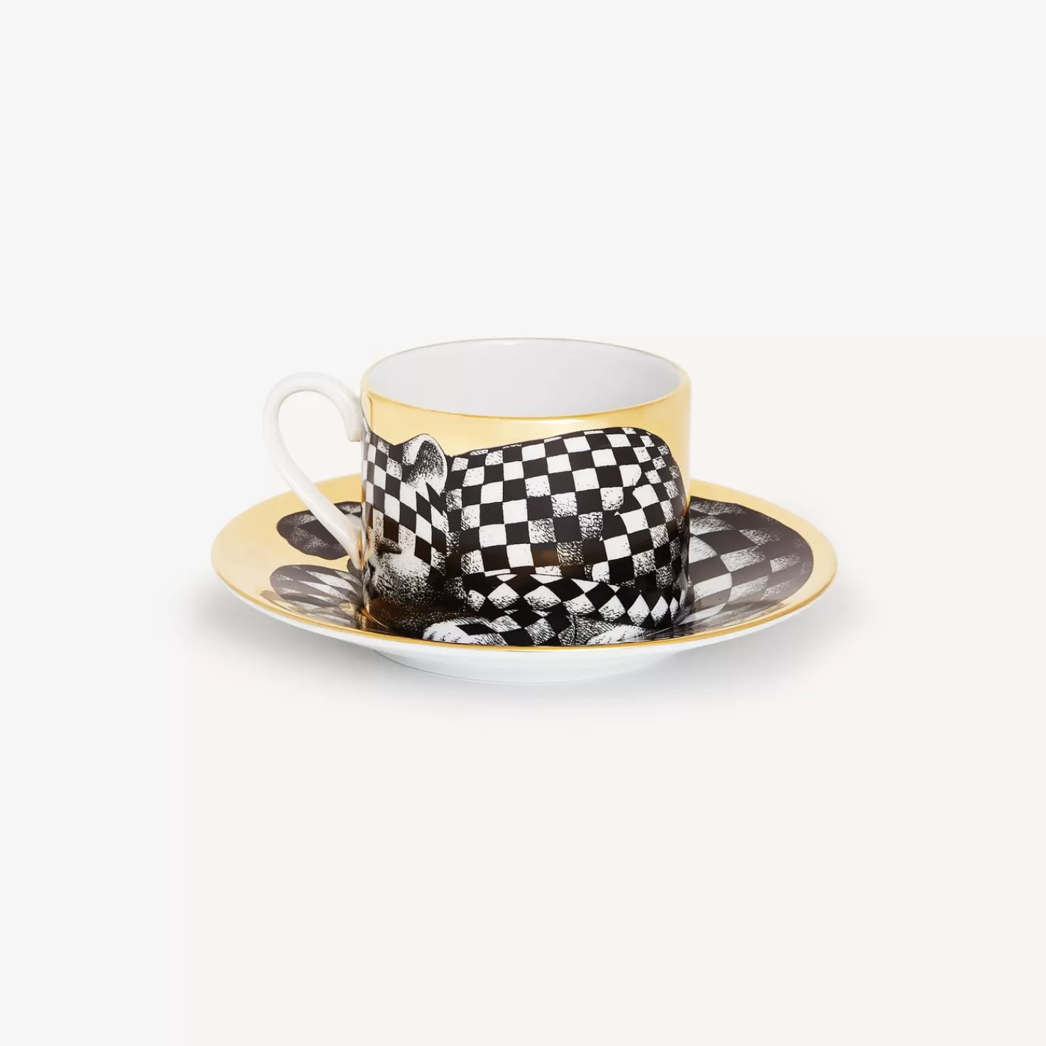 Tea And Coffee Sets<Fornasetti Tea Cup High Fidelity Quadrettato White/Black/Gold