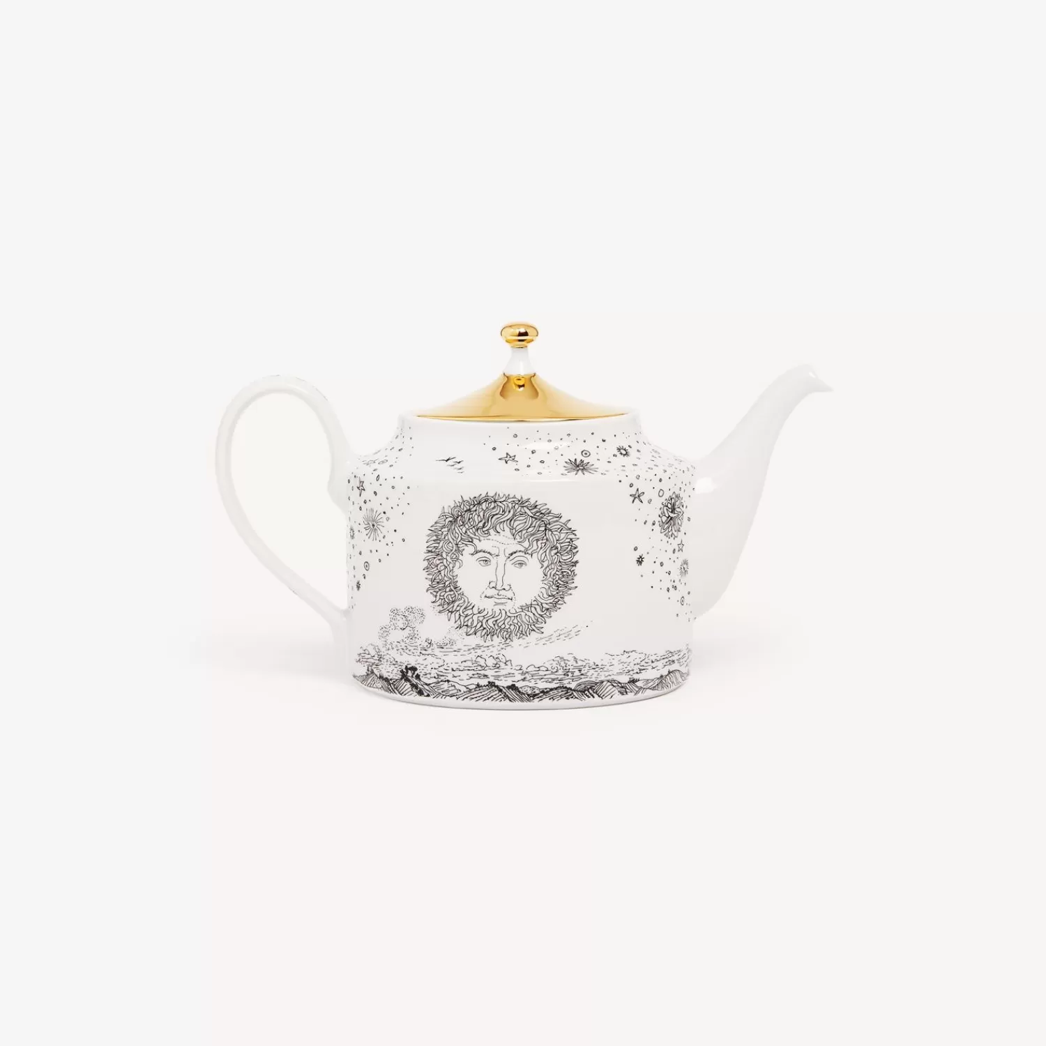 Tea And Coffee Sets<Fornasetti Teapot Solitario White/Black/Gold