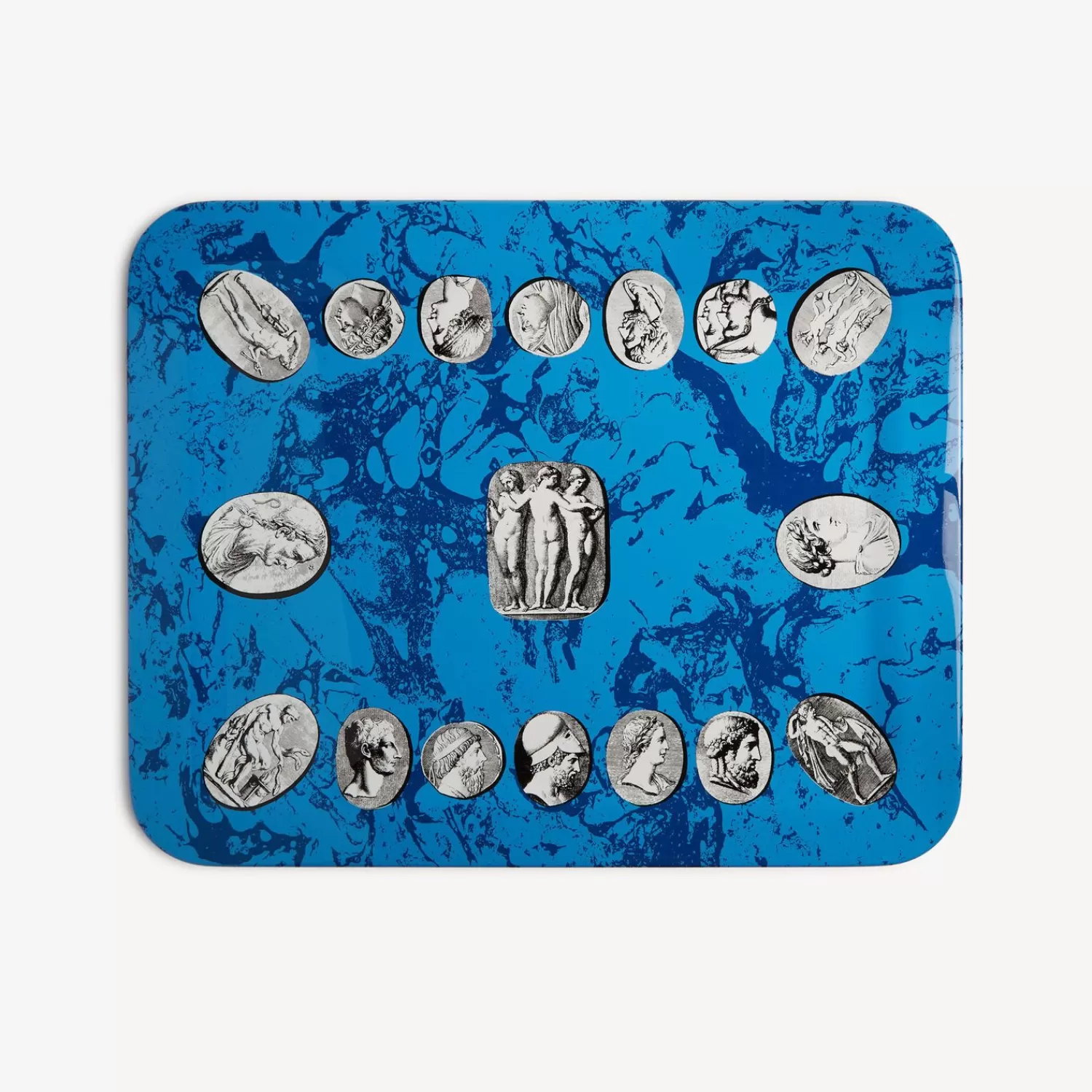 Decorative Trays And Pliants<Fornasetti Tray Cammei White/Black/Azzurro