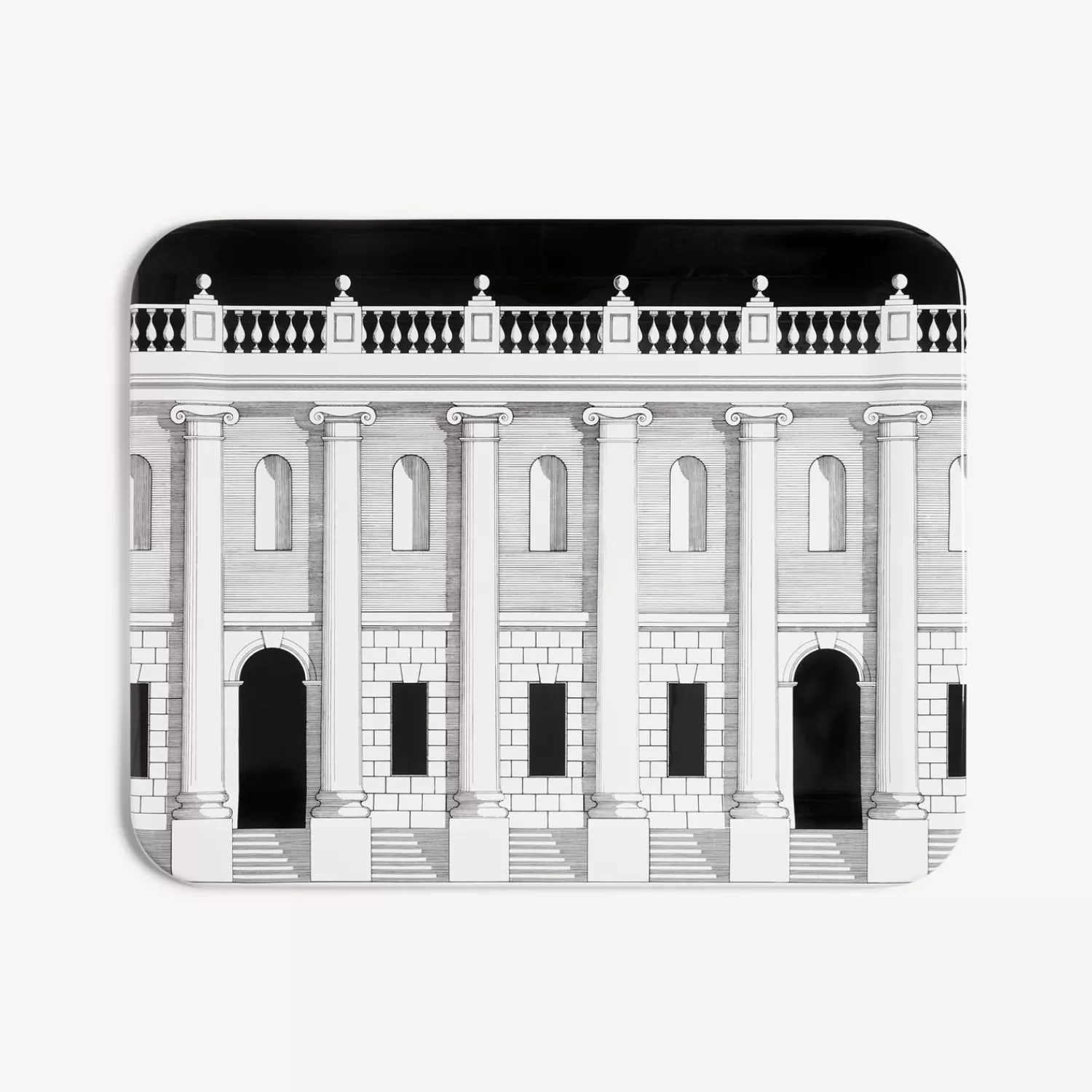 Decorative Trays And Pliants<Fornasetti Tray Casa Con Colonne White/Black