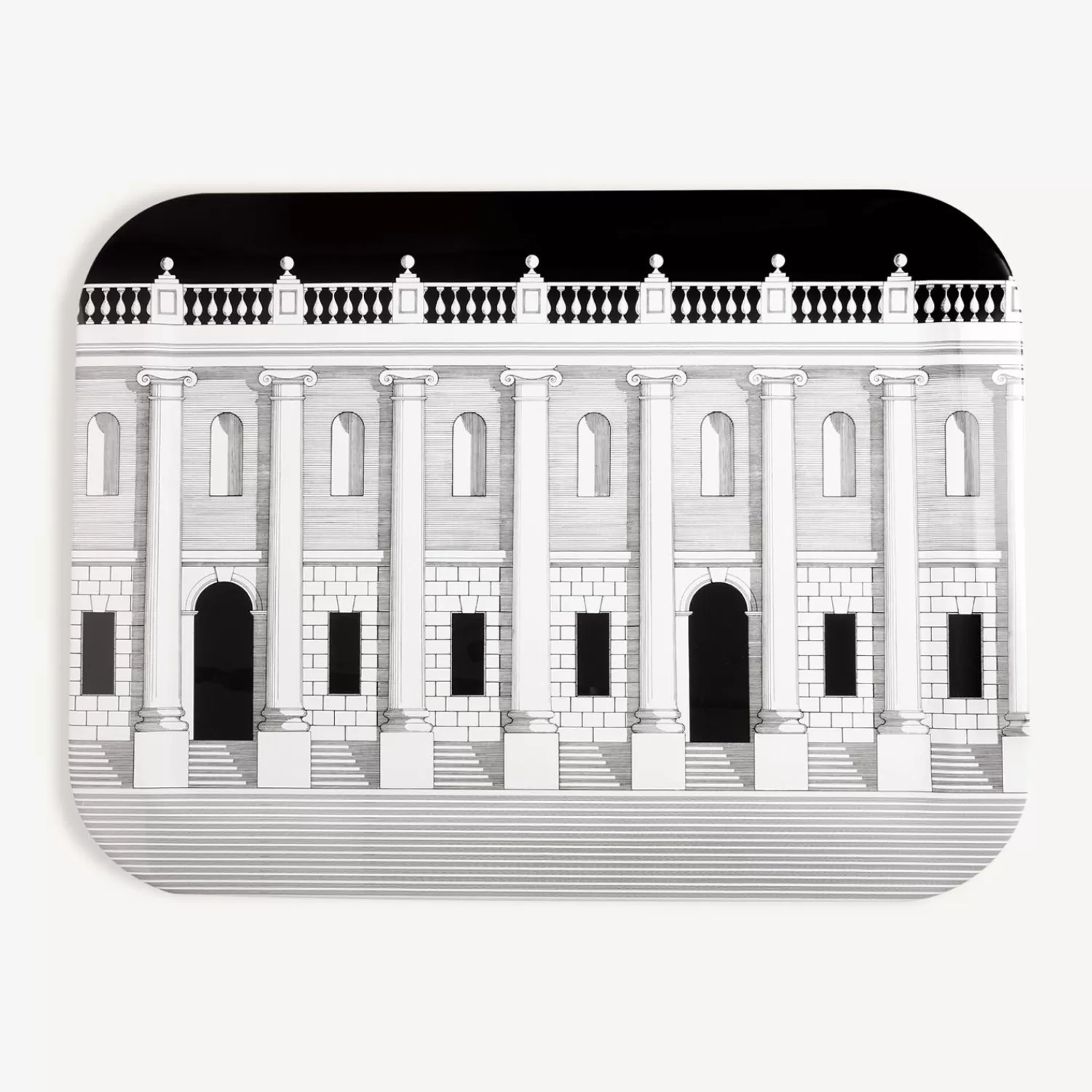 Decorative Trays And Pliants<Fornasetti Tray Casa Con Colonne White/Black