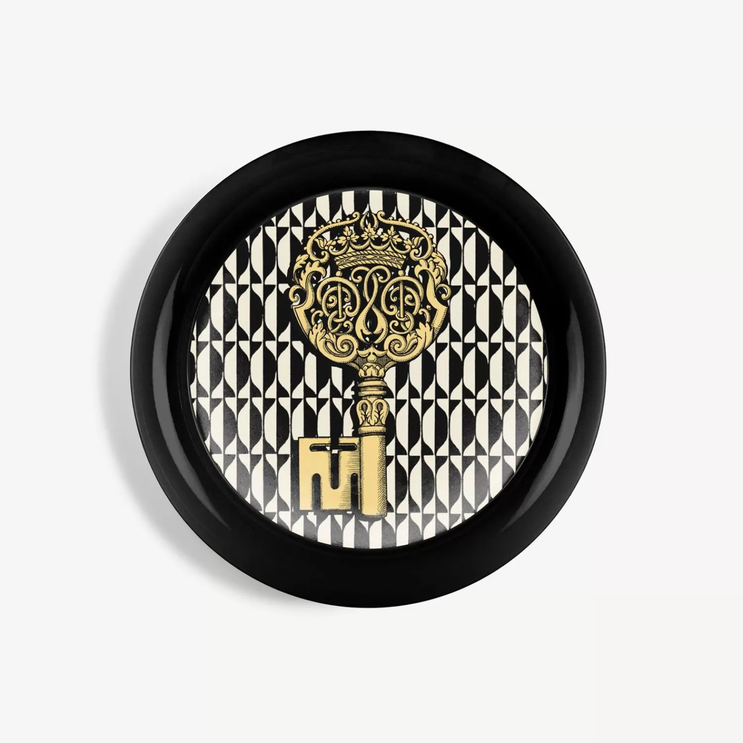 Decorative Trays And Pliants<Fornasetti Tray Chiavi And Losanghe White/Black/Gold