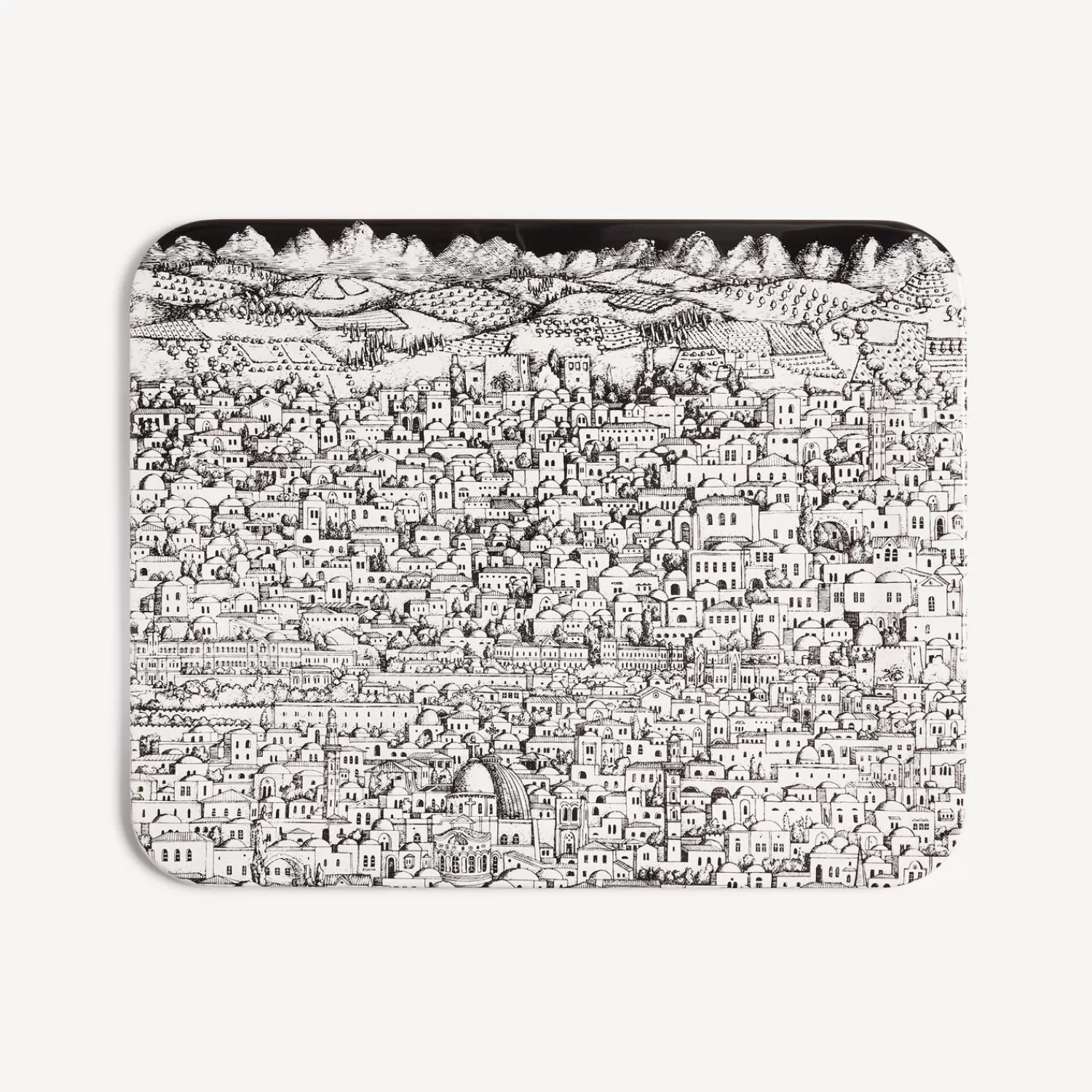 Decorative Trays And Pliants<Fornasetti Tray Gerusalemme White/Black