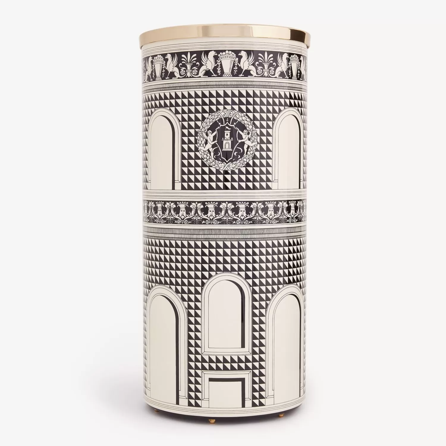 Umbrella Stands<Fornasetti Umbrella Stand Facciata Quattrocentesca Black/Ivory